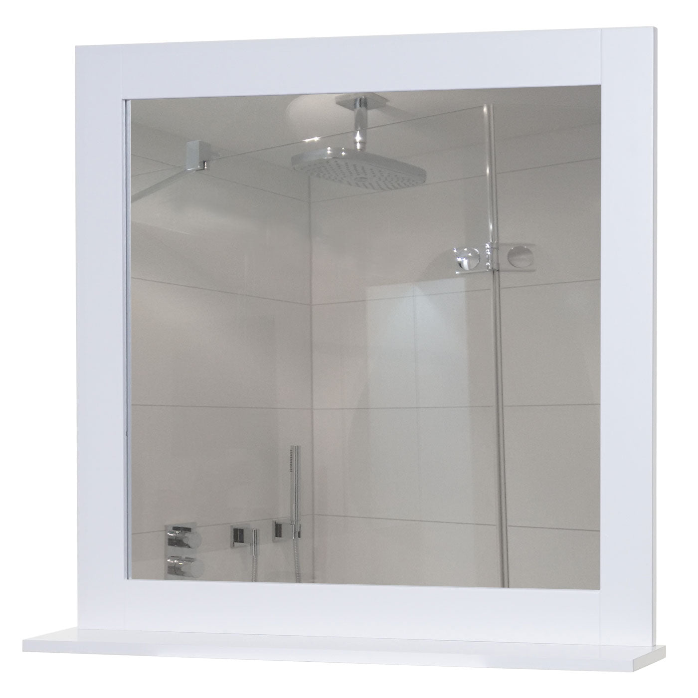 Wandspiegel MCW-F75, badkamerspiegel, landhuisplank 58x59x12cm wit