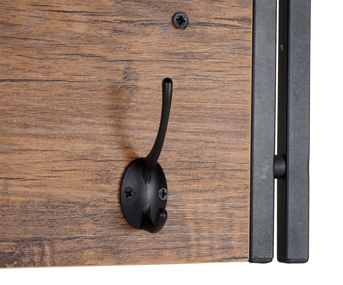 Wandkapstok MCW-A27, kapstokplank, 4 haken 24x75x24cm 3D structuur ~ Wilde eik look