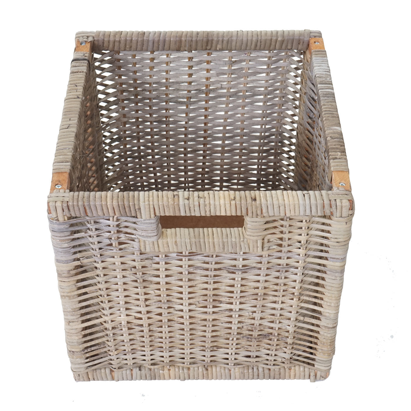 Bienne bank, opbergdoos, 3 manden, Kubu rotan vlechtwerk, 112x46x37cm ~ wit