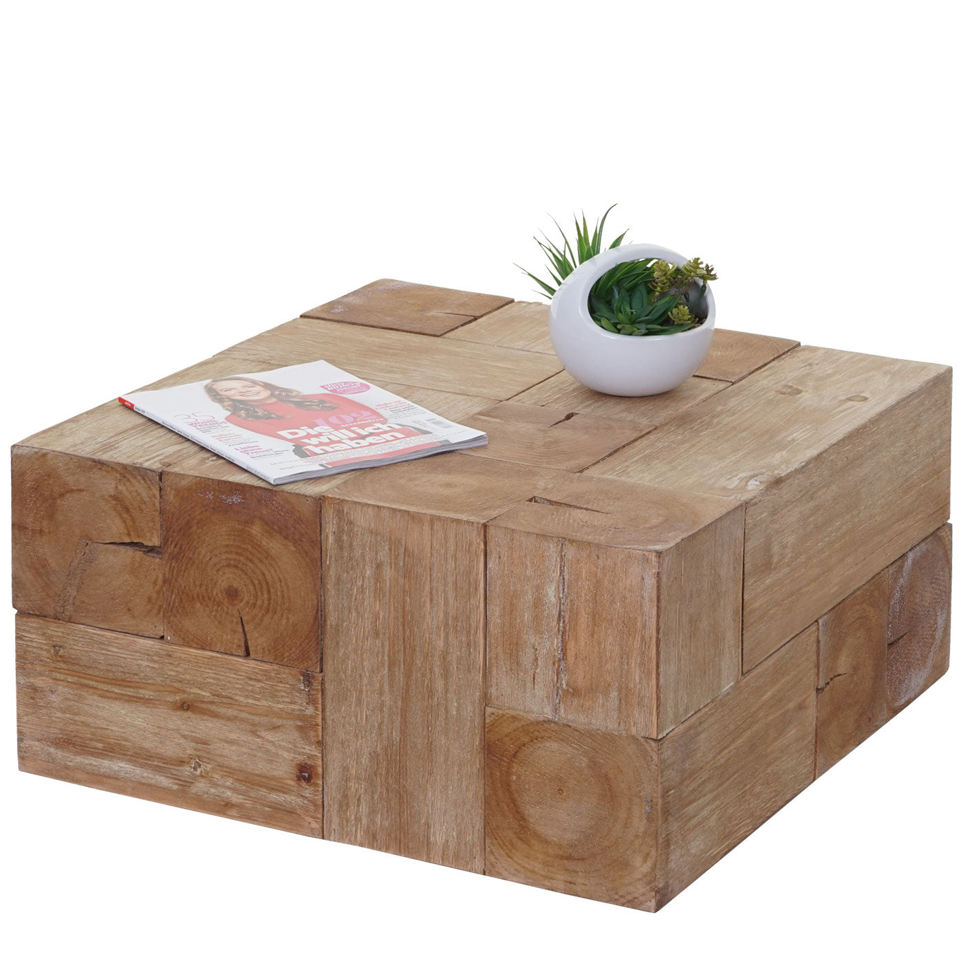 Salontafel MCW-A15c, woonkamertafel, massief rustiek dennenhout MVG-gecertificeerd 30x60x60cm