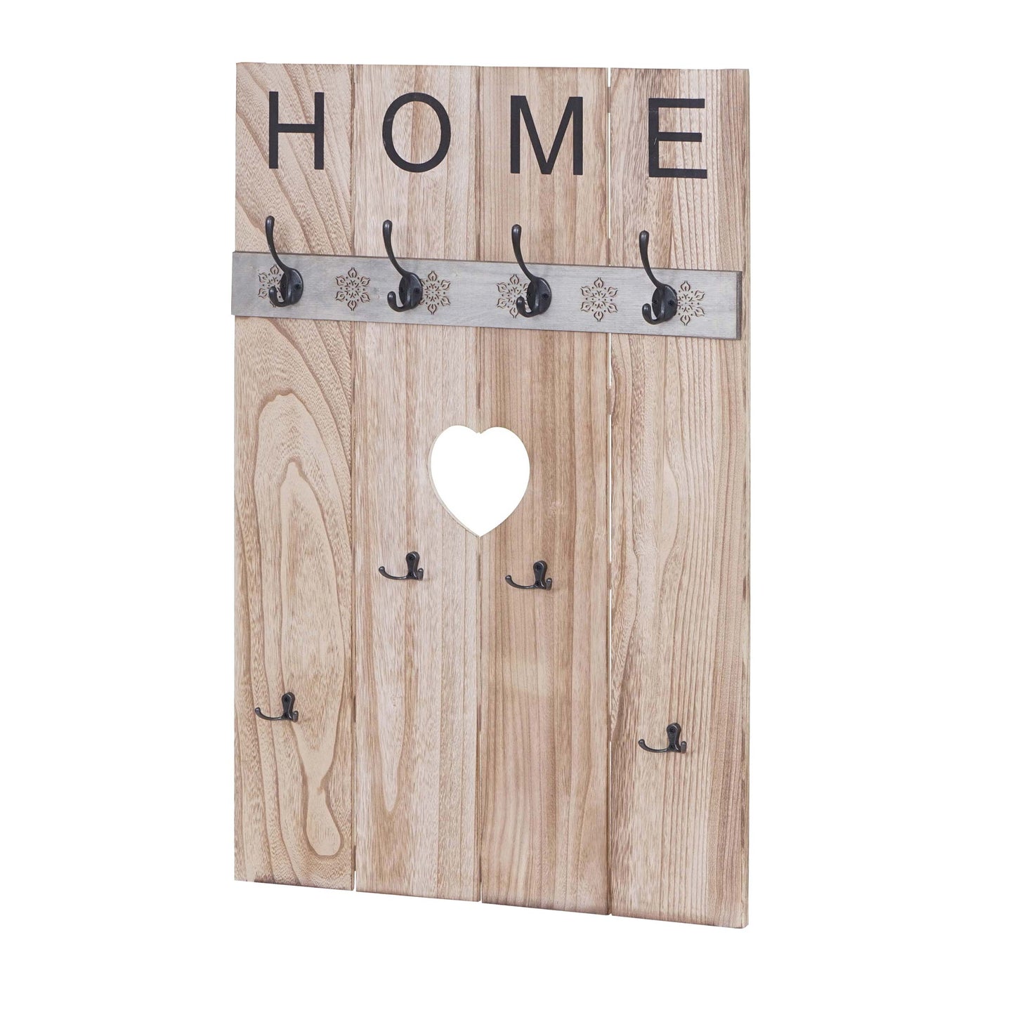 Wandkapstok MCW-C89 Home, kapstok paneel kapstok, shabby look vintage, 8 haken 91x60cm ~ natuurlijk bruin