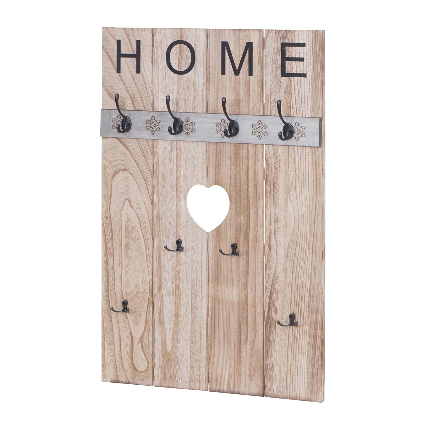 Wandkapstok MCW-C89 Home, kapstok paneel kapstok, shabby look vintage, 8 haken 91x60cm ~ natuurlijk bruin