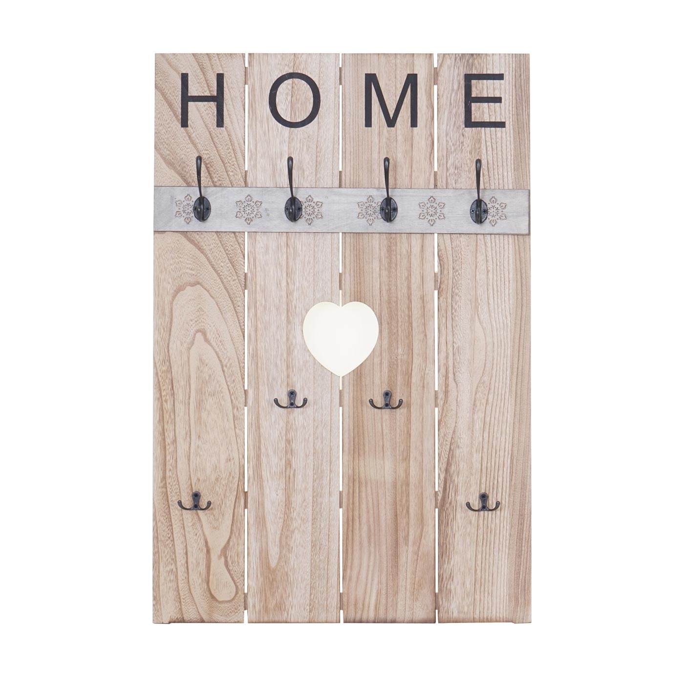 Wandkapstok MCW-C89 Home, kapstok paneel kapstok, shabby look vintage, 8 haken 91x60cm ~ natuurlijk bruin