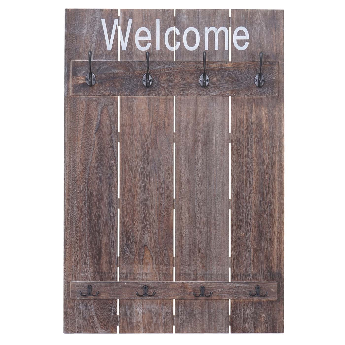 Wandkapstok MCW-C89 Welkom, kapstokpaneel, shabby look vintage, 91x60cm ~ bruin, shabby