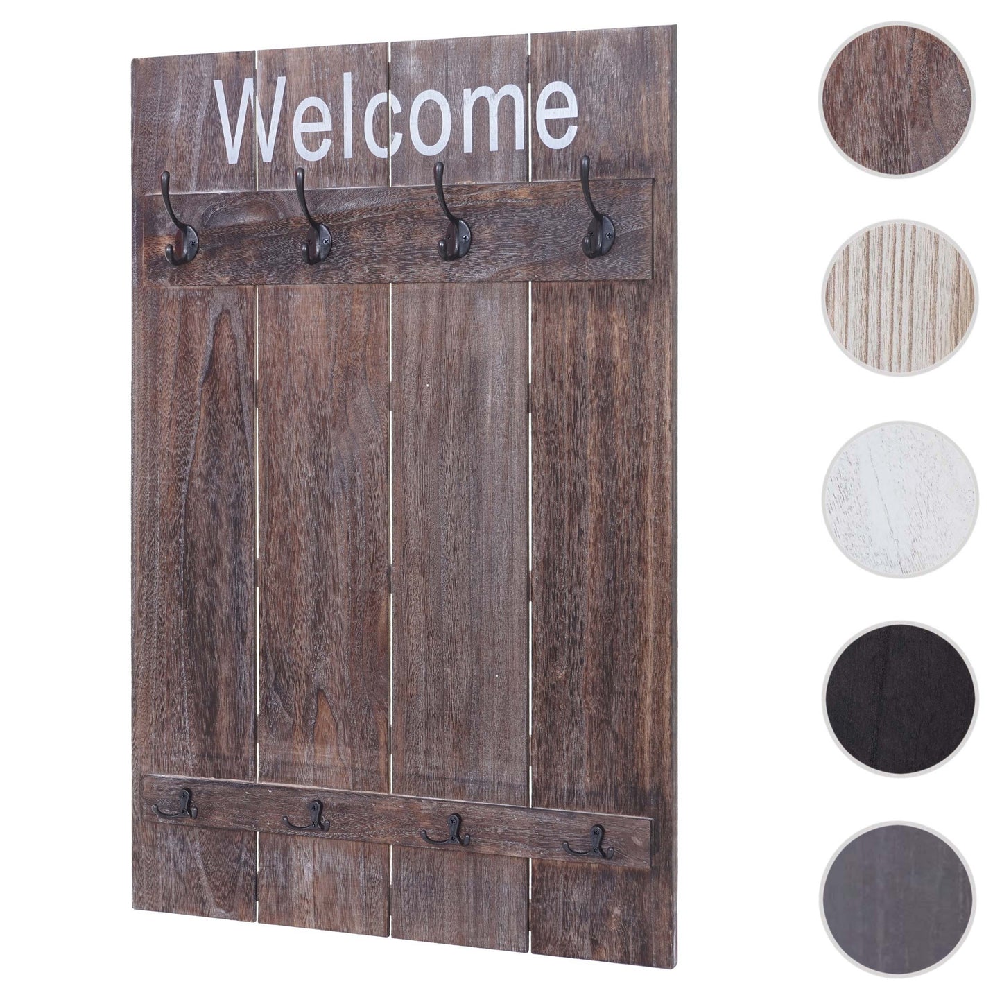 Wandkapstok MCW-C89 Welkom, kapstokpaneel, shabby look vintage, 91x60cm ~ bruin, shabby