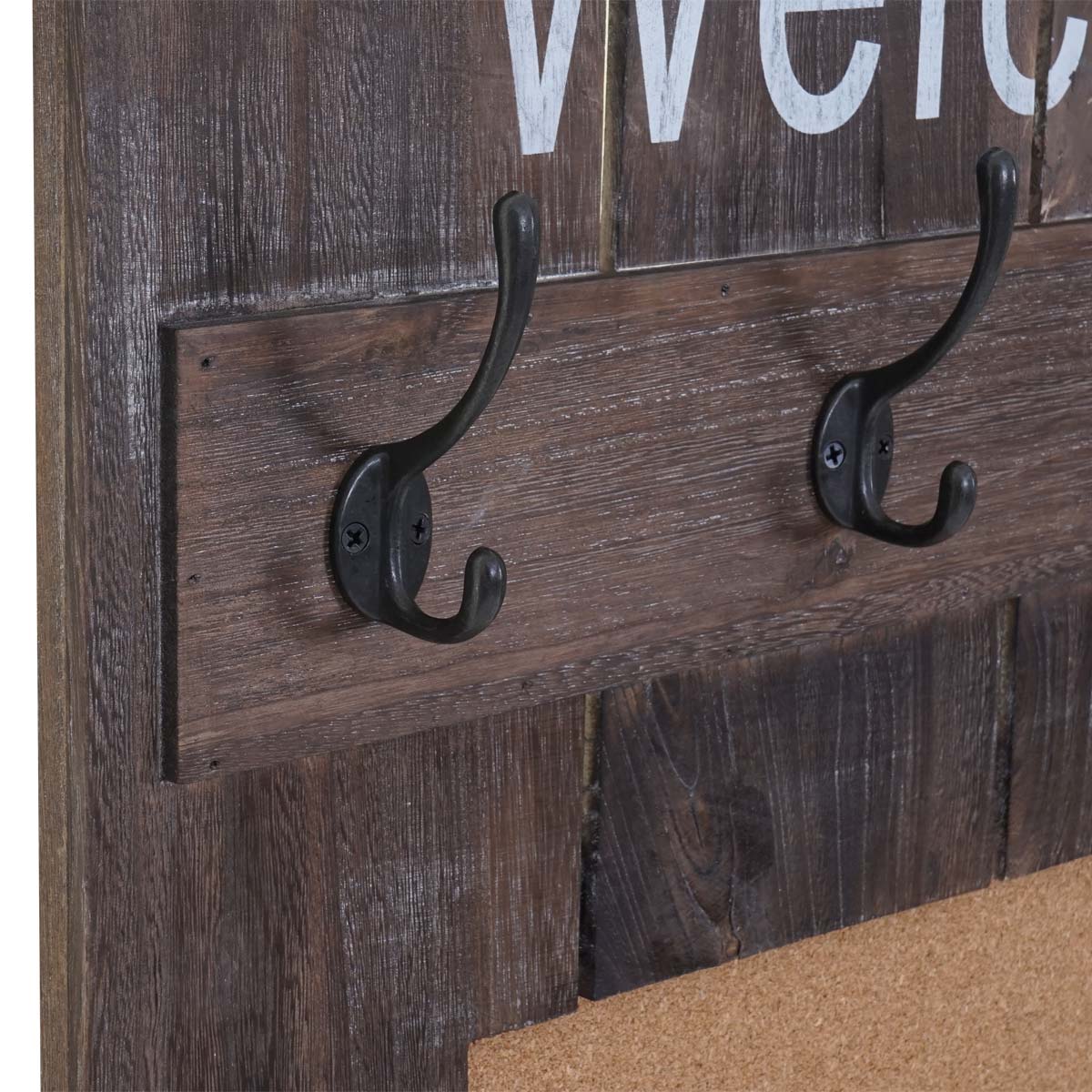 Wandkapstok MCW-C89 met prikbord, kapstokpaneel, shabby look vintage, 8 haken 91x60cm ~ bruin, shabby