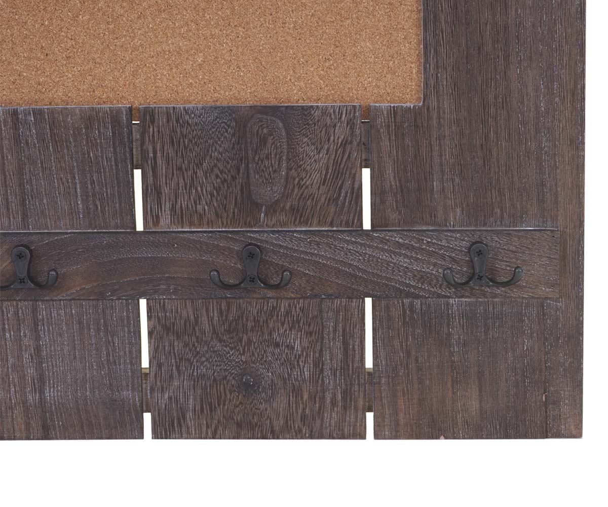Wandkapstok MCW-C89 met prikbord, kapstokpaneel, shabby look vintage, 8 haken 91x60cm ~ bruin, shabby