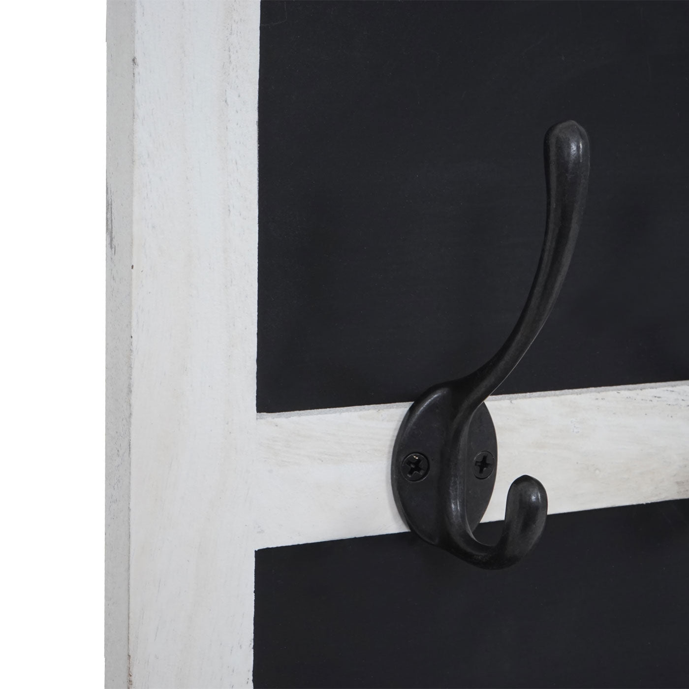 Wandkapstok MCW-C51, kapstok krijtbord, 5 haken 55x34cm ~ wit, shabby