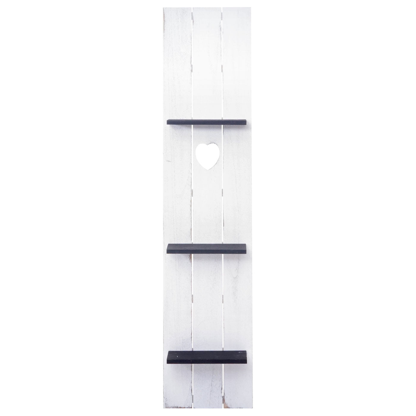 Wandplank MCW-C92, wandpaneel houten plank, 3 niveaus 150x33x13cm massief hout vintage ~ wit/donkergrijs shabby