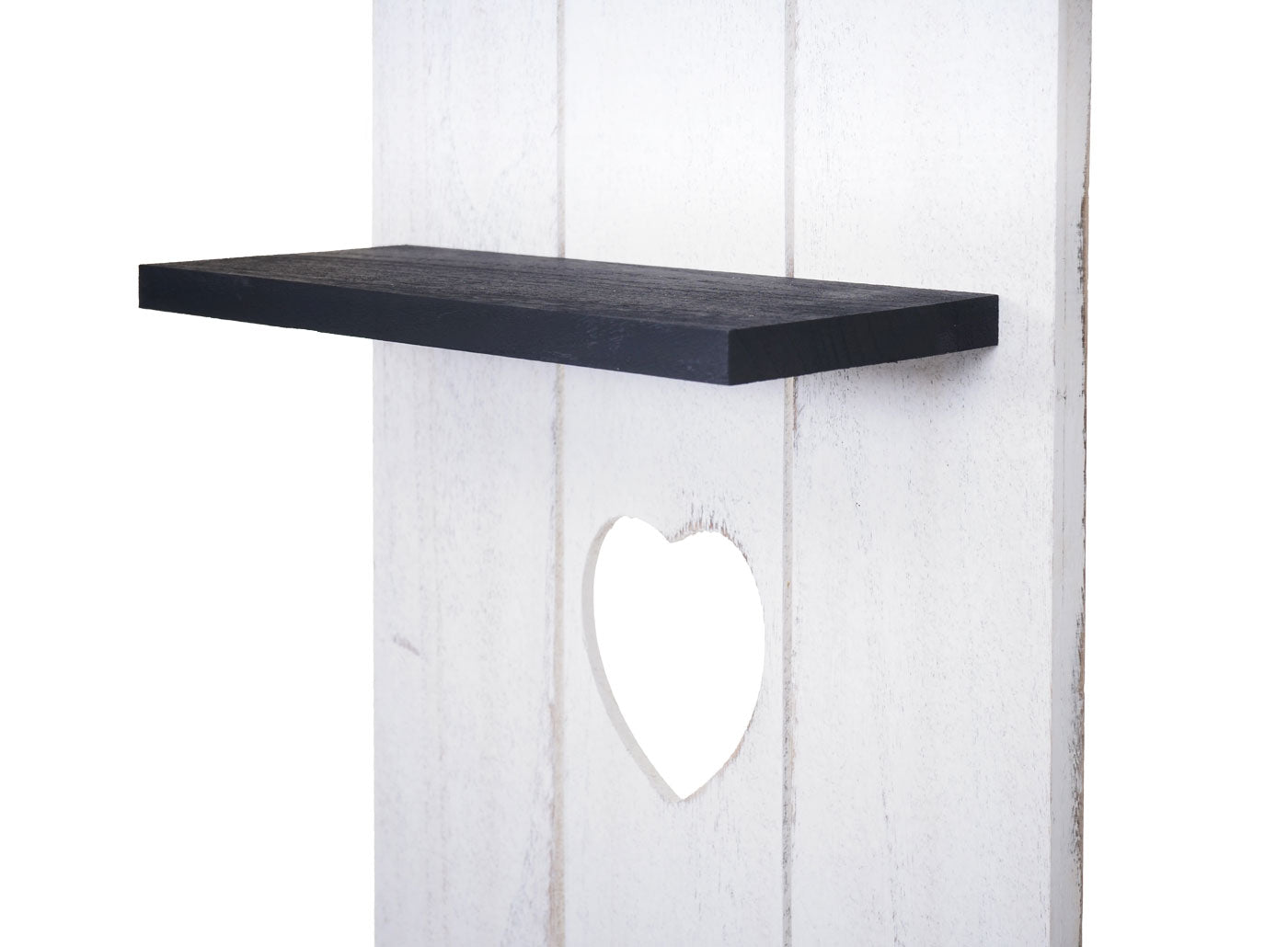 Wandplank MCW-C92, wandpaneel houten plank, 3 niveaus 150x33x13cm massief hout vintage ~ wit/donkergrijs shabby