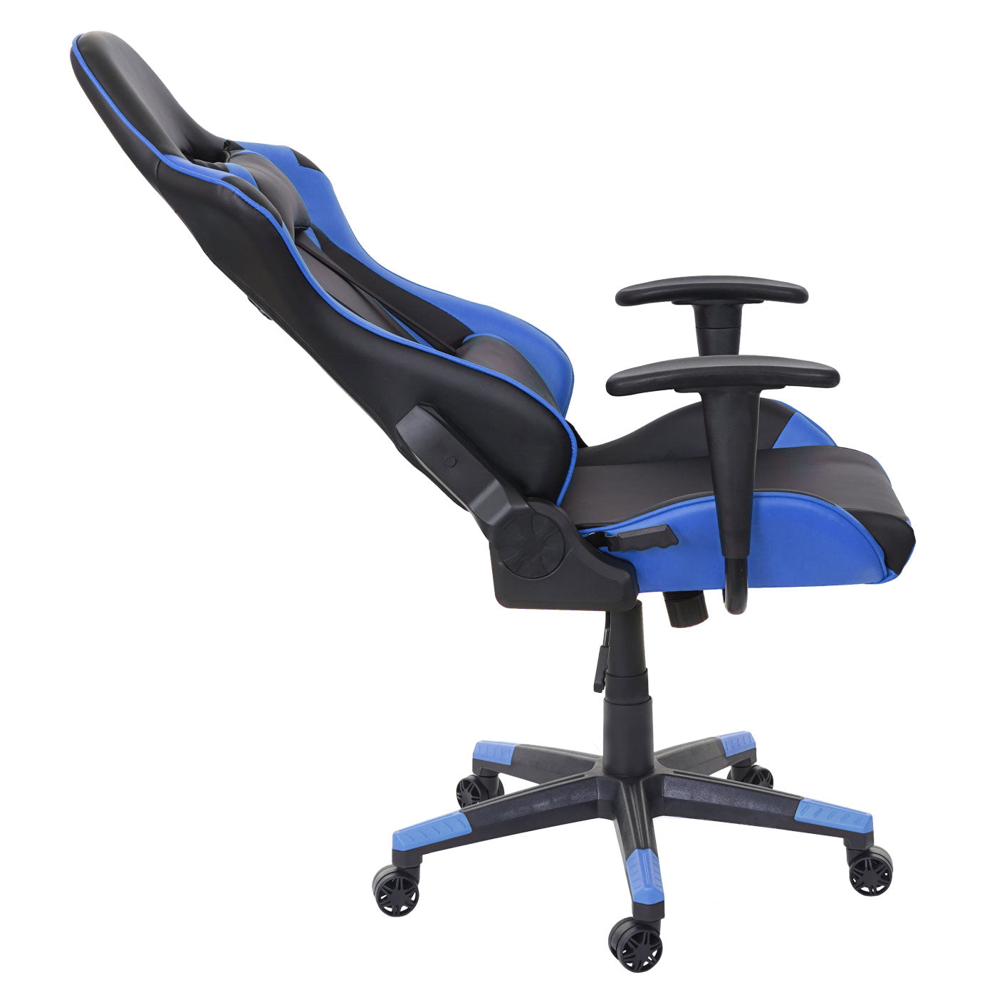 Bureaustoel MCW-D25, bureaustoel gamestoel directiestoel bureaustoel, 150kg draagvermogen kunstleer ~ zwart/blauw