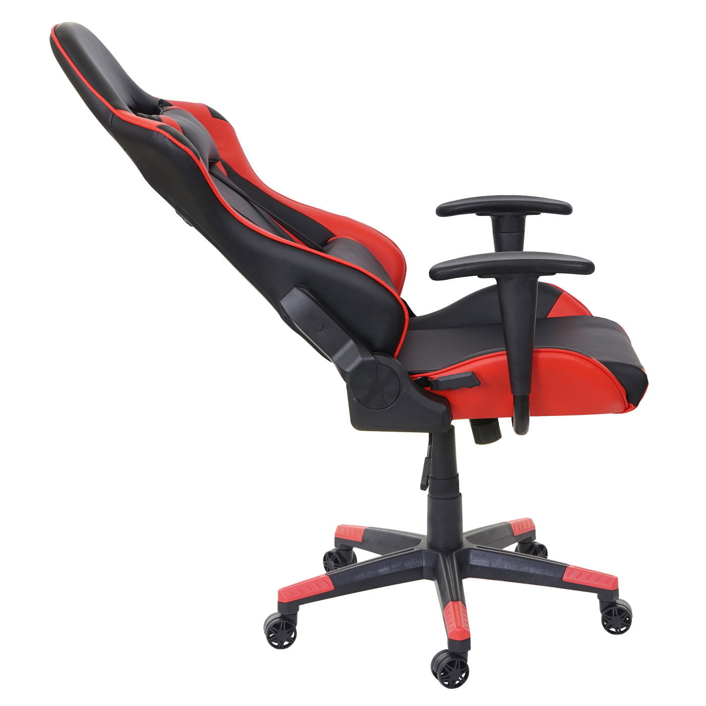 Bureaustoel MCW-D25, bureaustoel gamestoel directiestoel bureaustoel, 150kg belastbaar kunstleer ~ zwart/rood