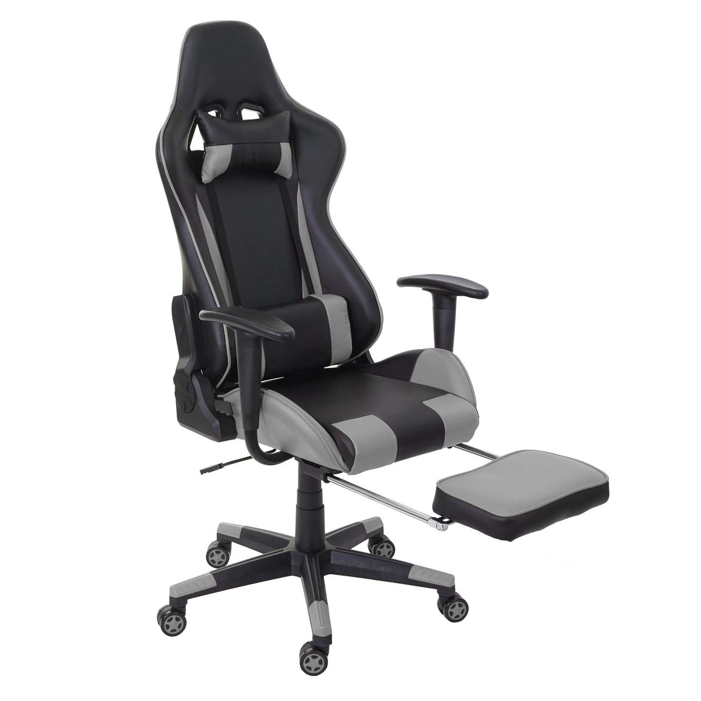 Relax bureaustoel MCW-D25 XXL, bureaustoel gamestoel, 150kg belastbaar voetensteun ~ zwart/grijs