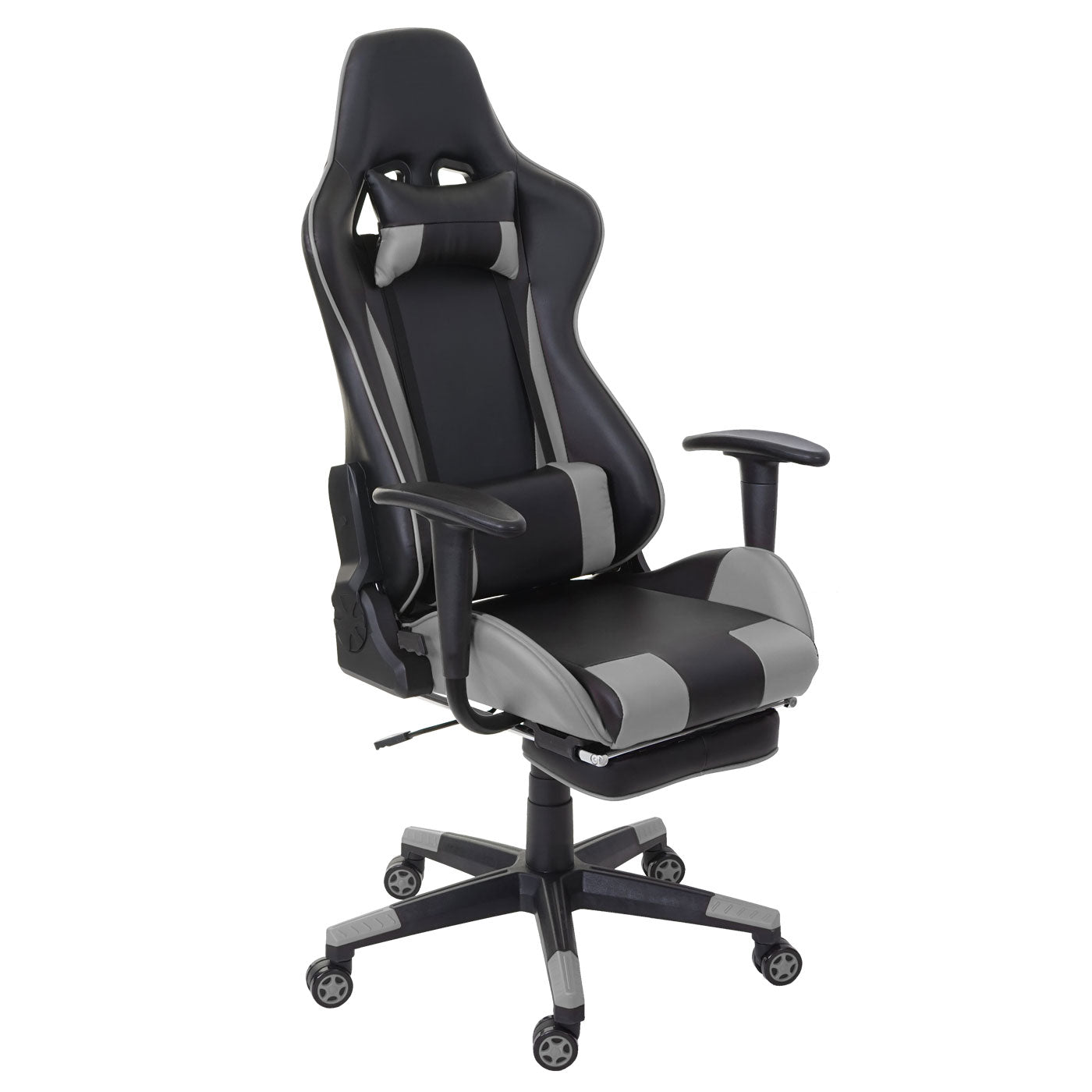 Relax bureaustoel MCW-D25 XXL, bureaustoel gamestoel, 150kg belastbaar voetensteun ~ zwart/grijs