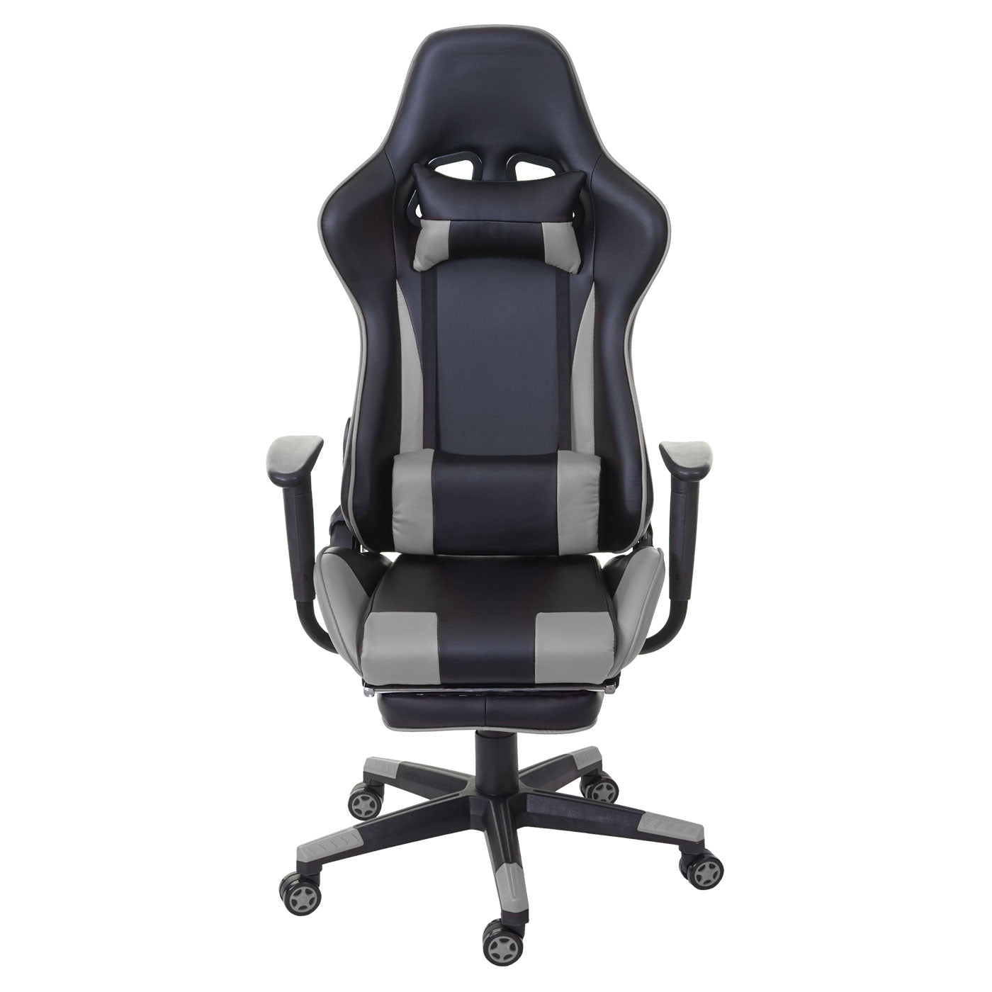 Relax bureaustoel MCW-D25 XXL, bureaustoel gamestoel, 150kg belastbaar voetensteun ~ zwart/grijs