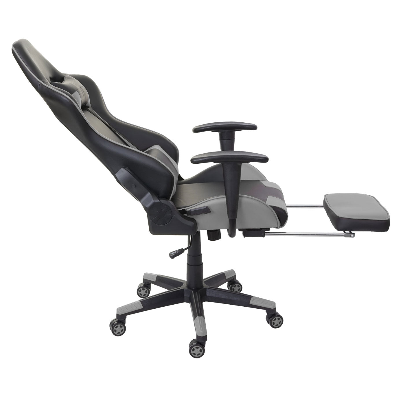 Relax bureaustoel MCW-D25 XXL, bureaustoel gamestoel, 150kg belastbaar voetensteun ~ zwart/grijs