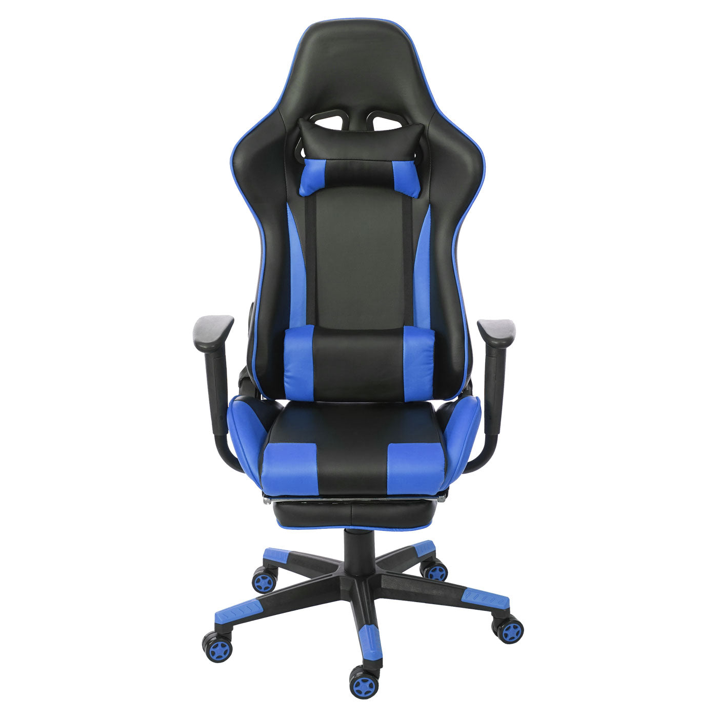 Relax bureaustoel MCW-D25 XXL, bureaustoel gamestoel, 150kg belastbaar voetensteun ~ zwart/blauw