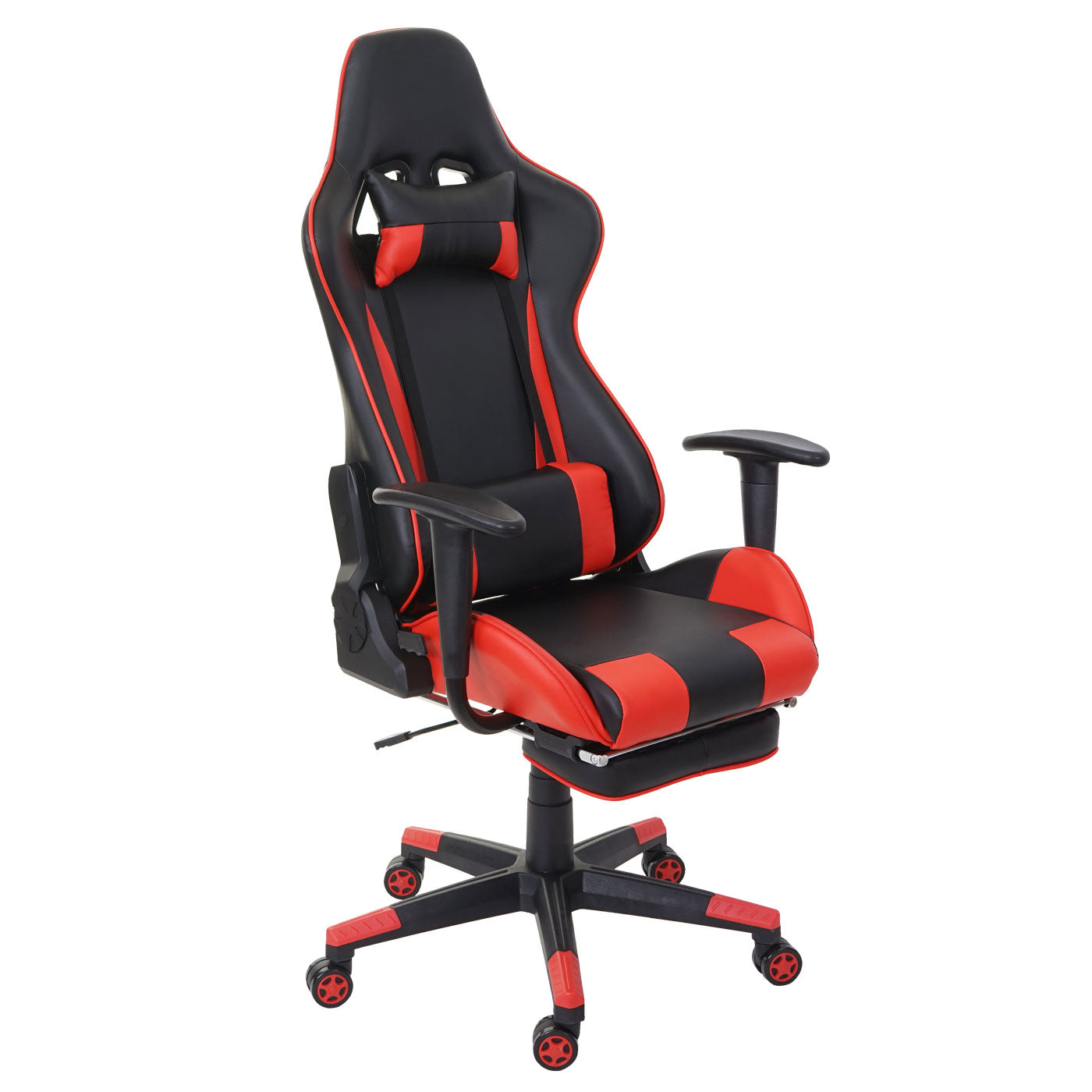 Relax bureaustoel MCW-D25 XXL, bureaustoel gamestoel, 150kg belastbaar voetensteun ~ zwart/rood