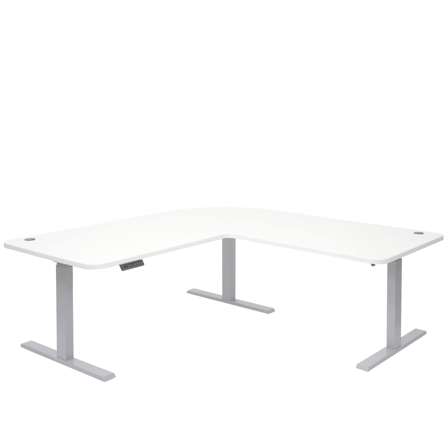 Hoekbureau MCW-D40, computerbureau elektrisch in hoogte verstelbaar 178x178cm 84kg MVG ~ wit, grijs