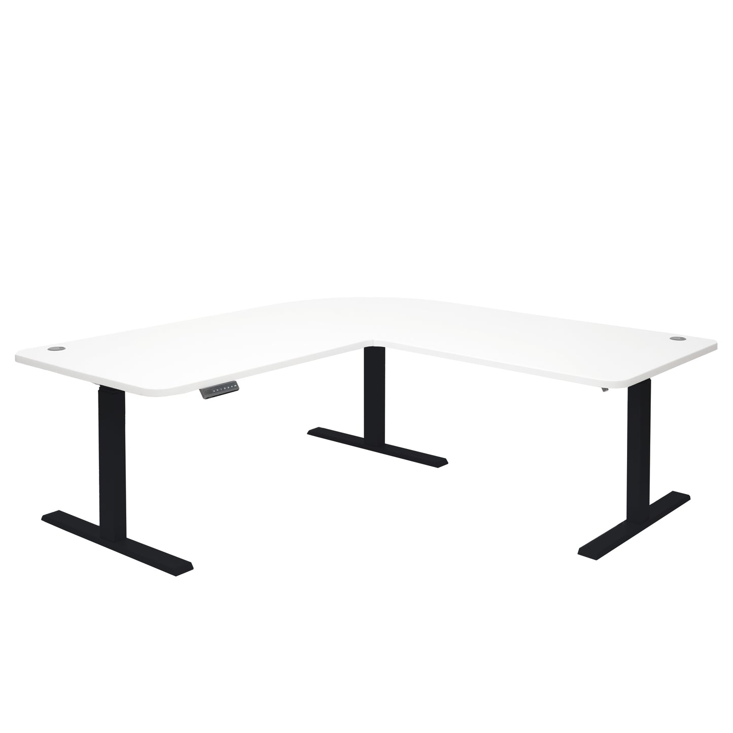 Hoekbureau MCW-D40, computerbureau elektrisch in hoogte verstelbaar 178x178cm 84kg MVG ~ wit, zwart