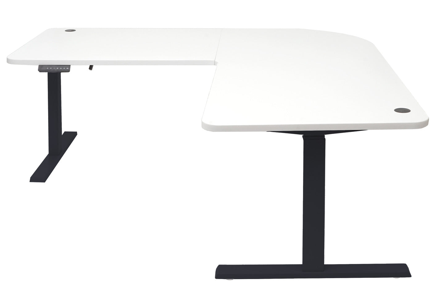 Hoekbureau MCW-D40, computerbureau elektrisch in hoogte verstelbaar 178x178cm 84kg MVG ~ wit, zwart