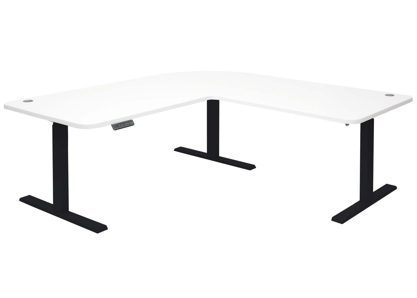 Hoekbureau MCW-D40, computerbureau elektrisch in hoogte verstelbaar 178x178cm 84kg MVG ~ wit, zwart