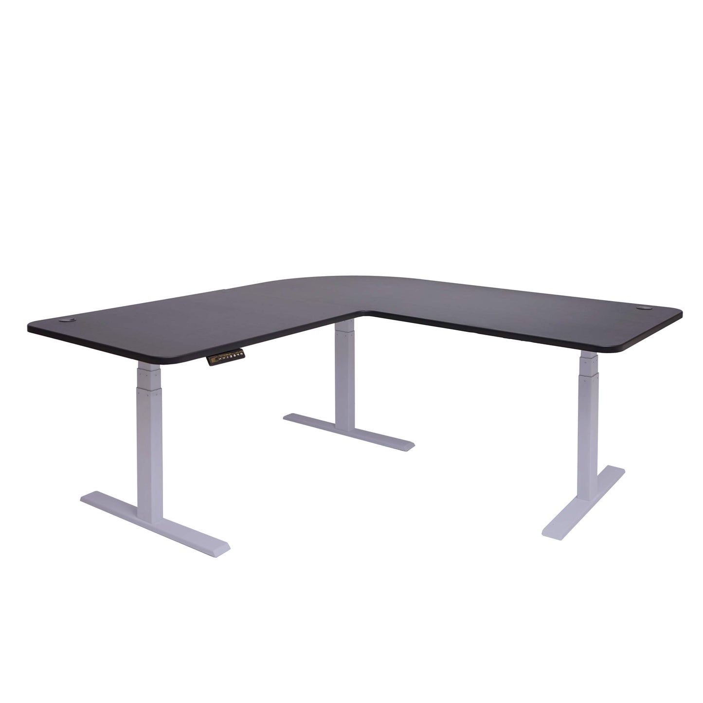 Hoekbureau MCW-D40, computerbureau elektrisch in hoogte verstelbaar 178x178cm 84kg MVG ~ zwart, grijs