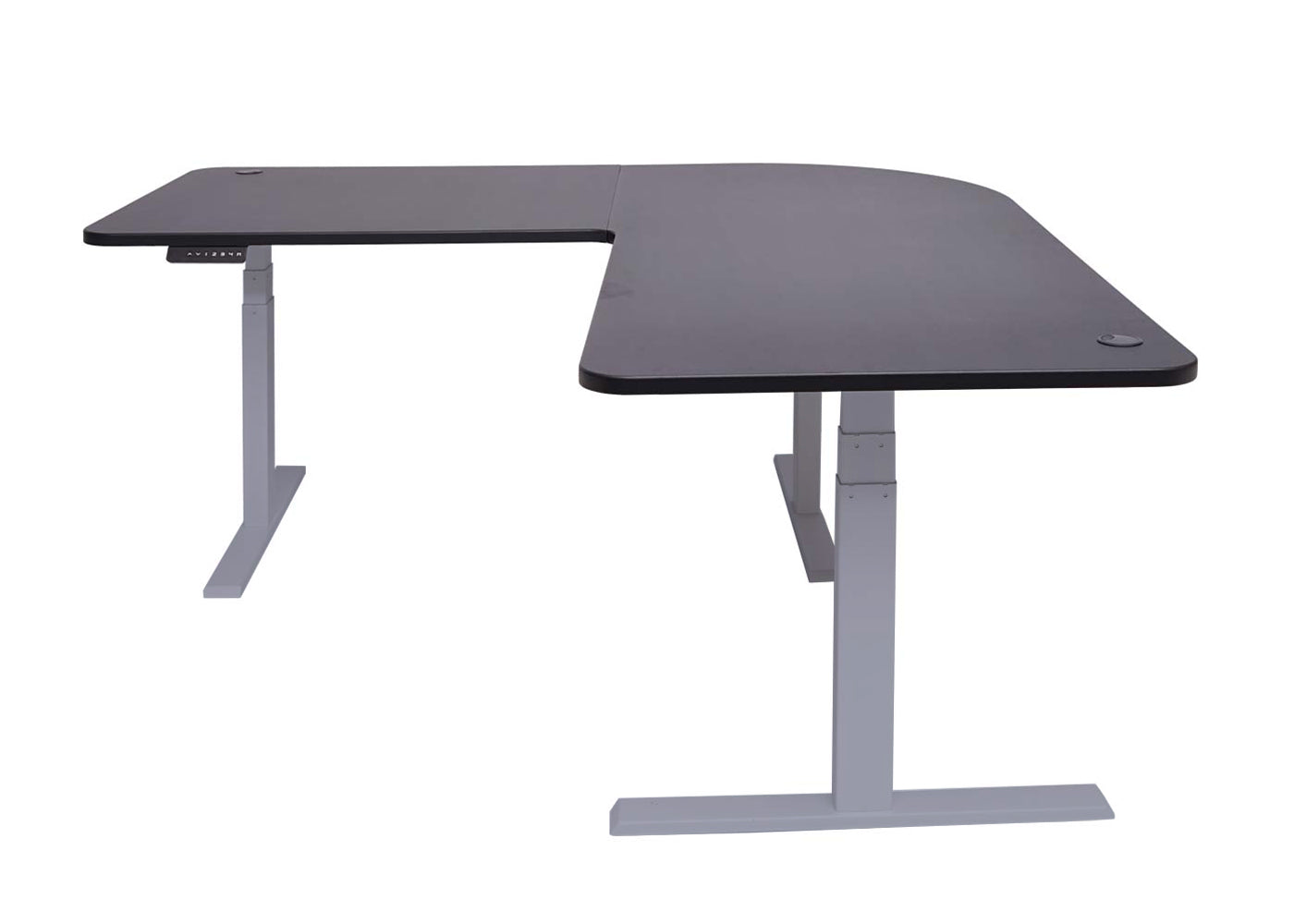 Hoekbureau MCW-D40, computerbureau elektrisch in hoogte verstelbaar 178x178cm 84kg MVG ~ zwart, grijs