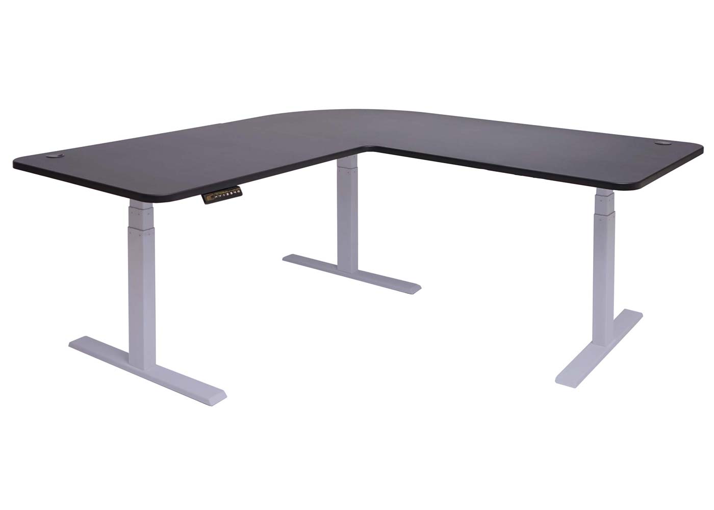 Hoekbureau MCW-D40, computerbureau elektrisch in hoogte verstelbaar 178x178cm 84kg MVG ~ zwart, grijs