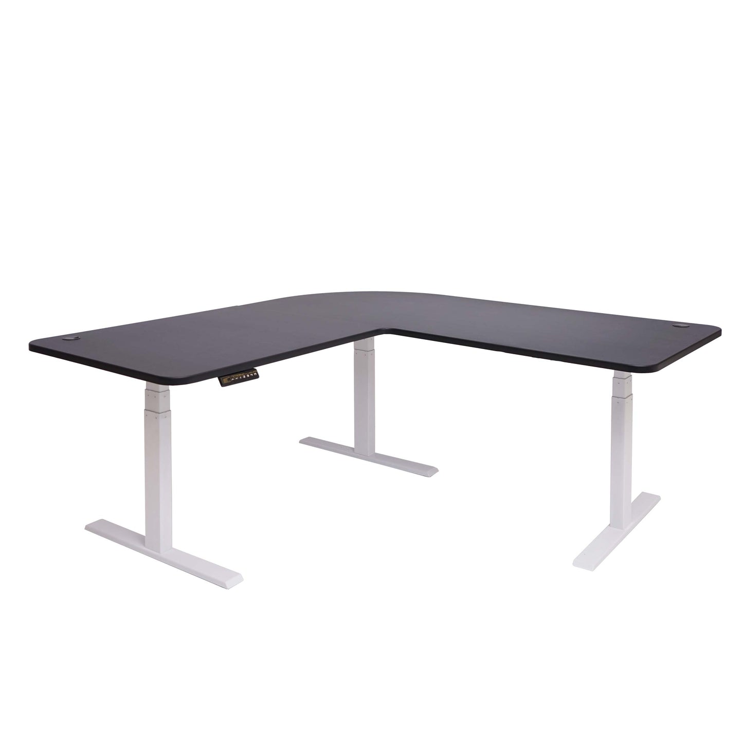 Hoekbureau MCW-D40, computerbureau elektrisch in hoogte verstelbaar 178x178cm 84kg MVG ~ zwart, wit