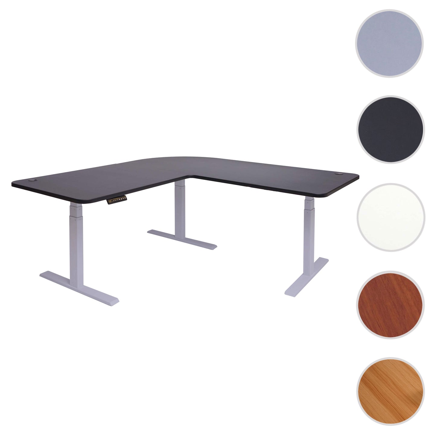 Hoekbureau MCW-D40, computerbureau elektrisch in hoogte verstelbaar 178x178cm 84kg MVG ~ zwart, wit