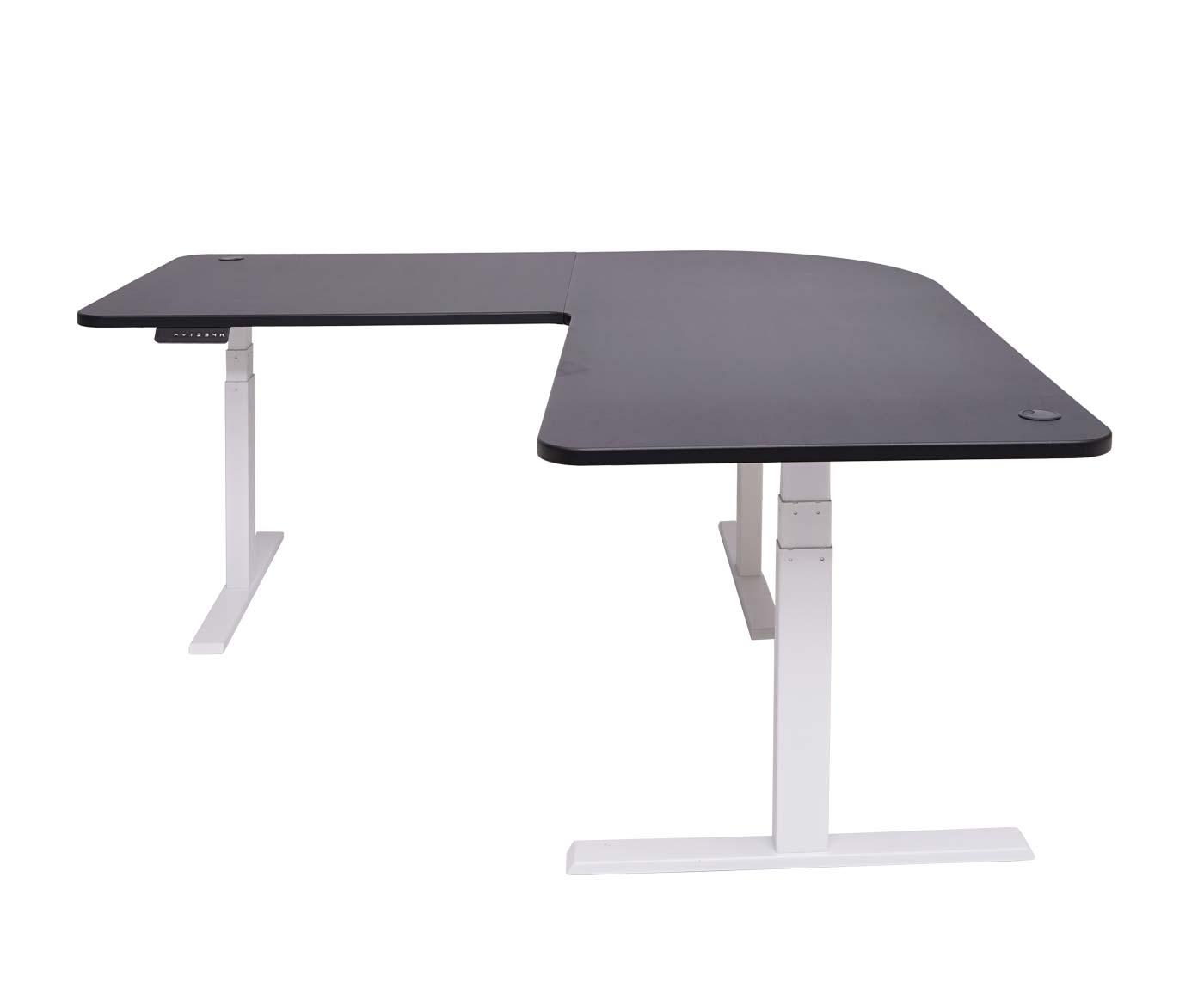 Hoekbureau MCW-D40, computerbureau elektrisch in hoogte verstelbaar 178x178cm 84kg MVG ~ zwart, wit
