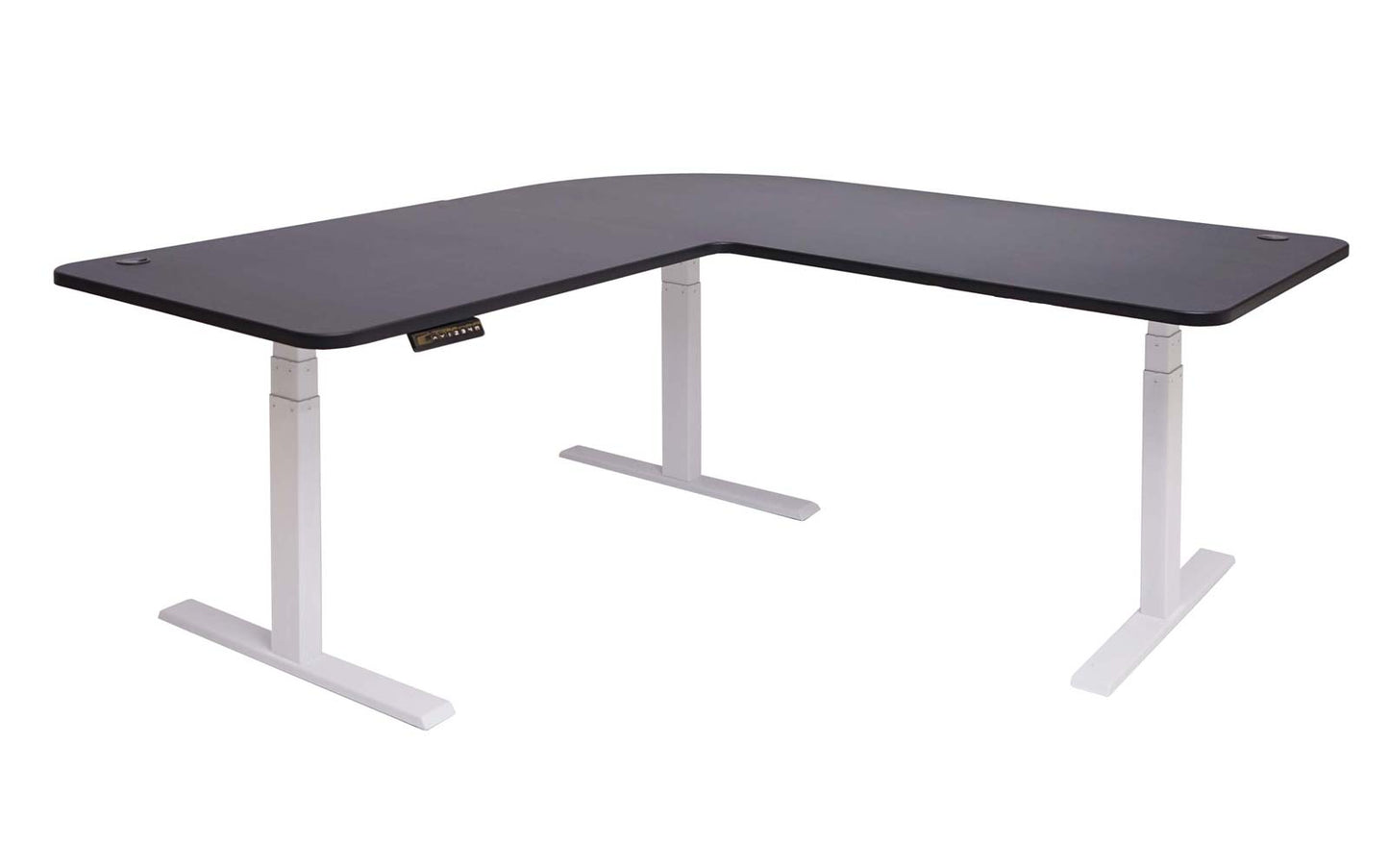 Hoekbureau MCW-D40, computerbureau elektrisch in hoogte verstelbaar 178x178cm 84kg MVG ~ zwart, wit