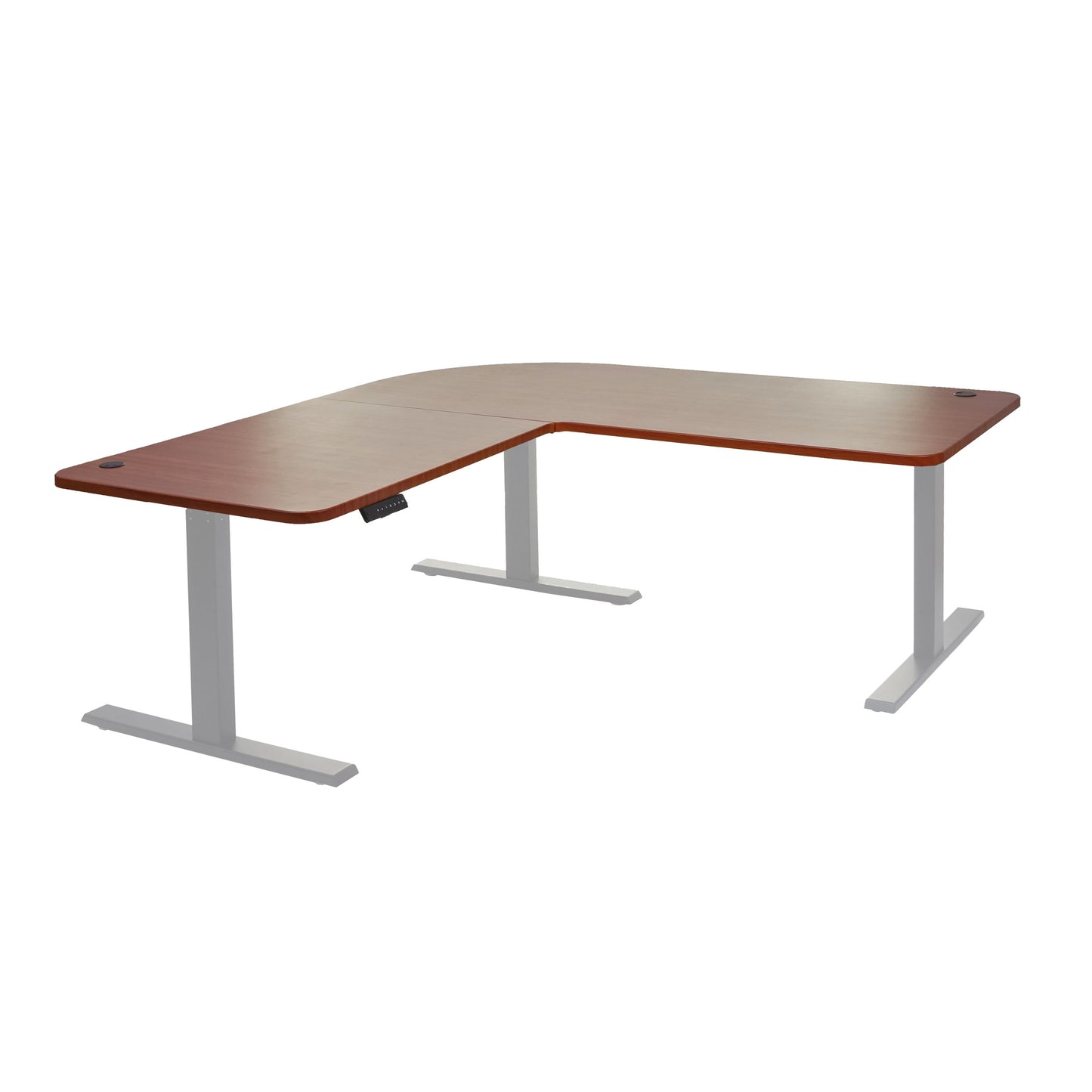 Hoekbureau MCW-D40, computerbureau elektrisch in hoogte verstelbaar 178x178cm 84kg MVG ~ naturel, grijs