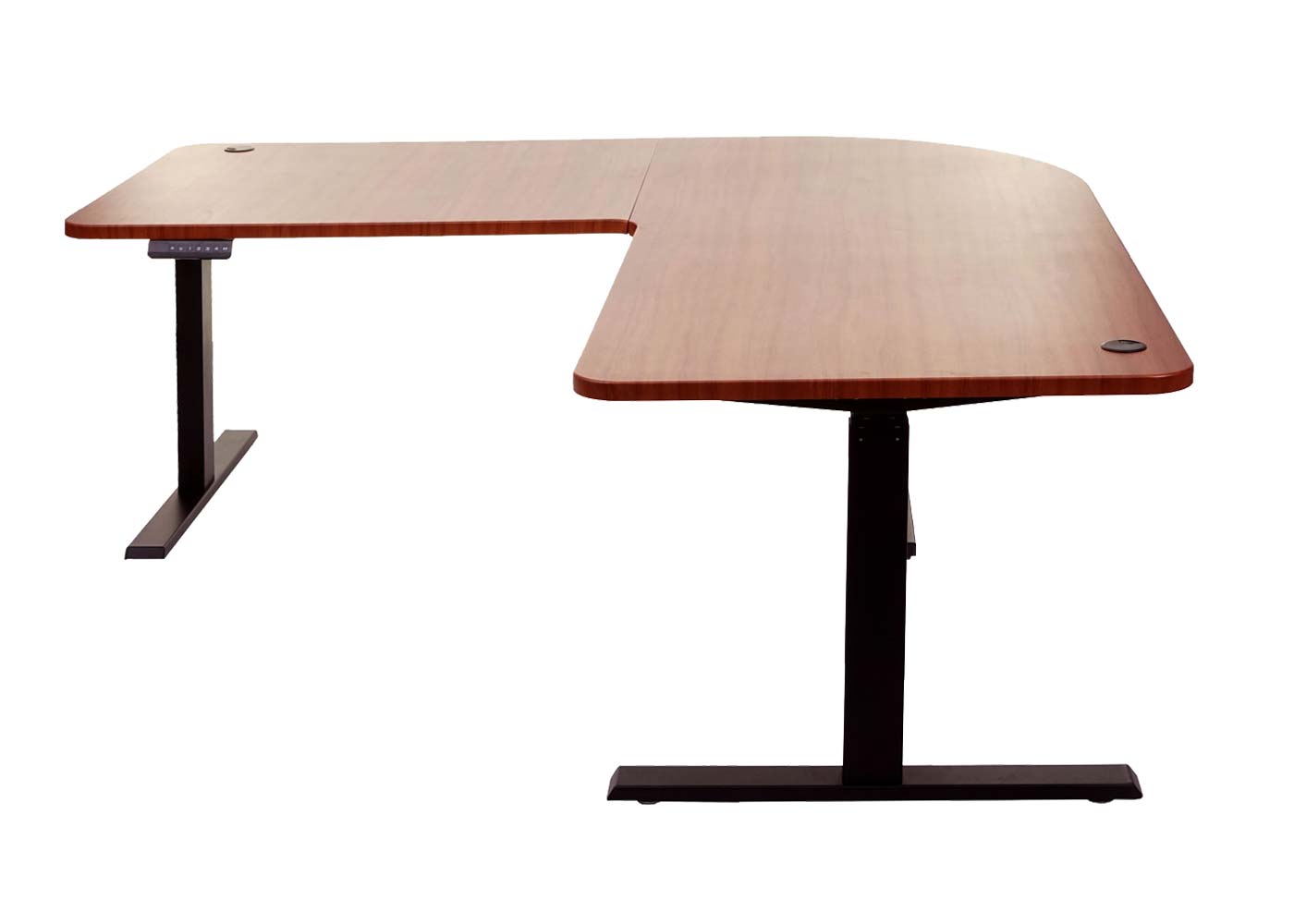 Hoekbureau MCW-D40, computerbureau elektrisch in hoogte verstelbaar 178x178cm 84kg MVG ~ naturel, zwart