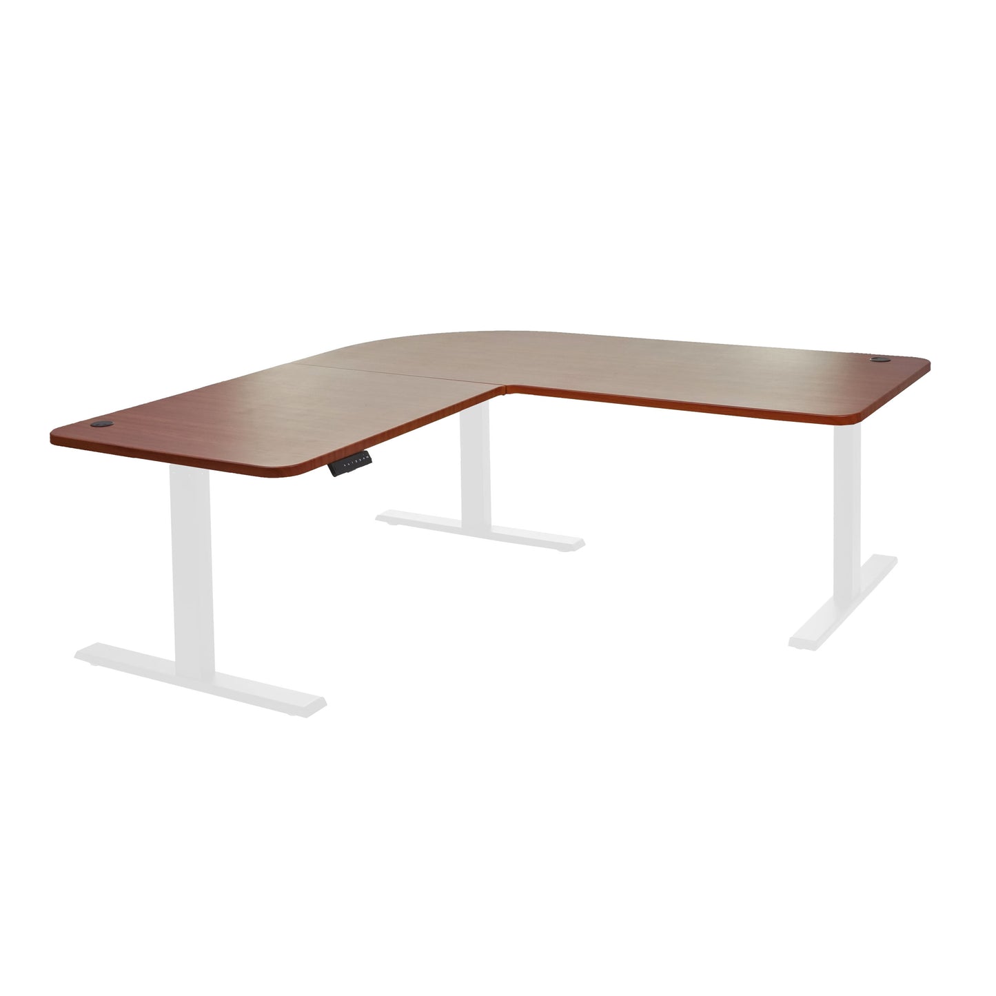 Hoekbureau MCW-D40, computerbureau elektrisch in hoogte verstelbaar 178x178cm 84kg MVG ~ naturel, wit