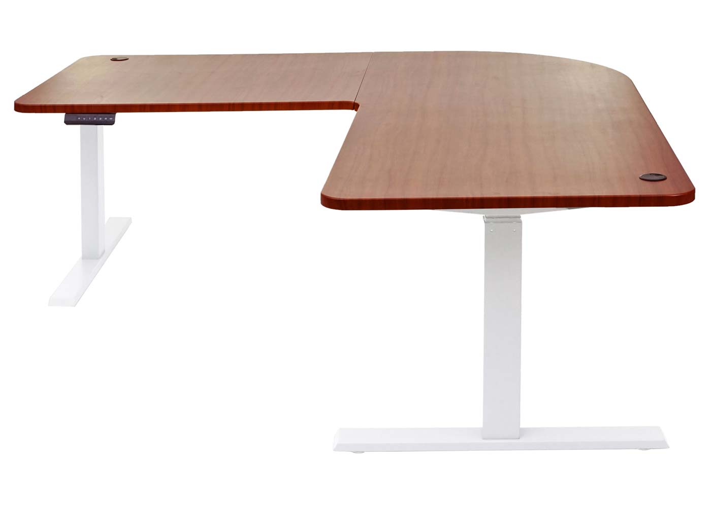 Hoekbureau MCW-D40, computerbureau elektrisch in hoogte verstelbaar 178x178cm 84kg MVG ~ naturel, wit