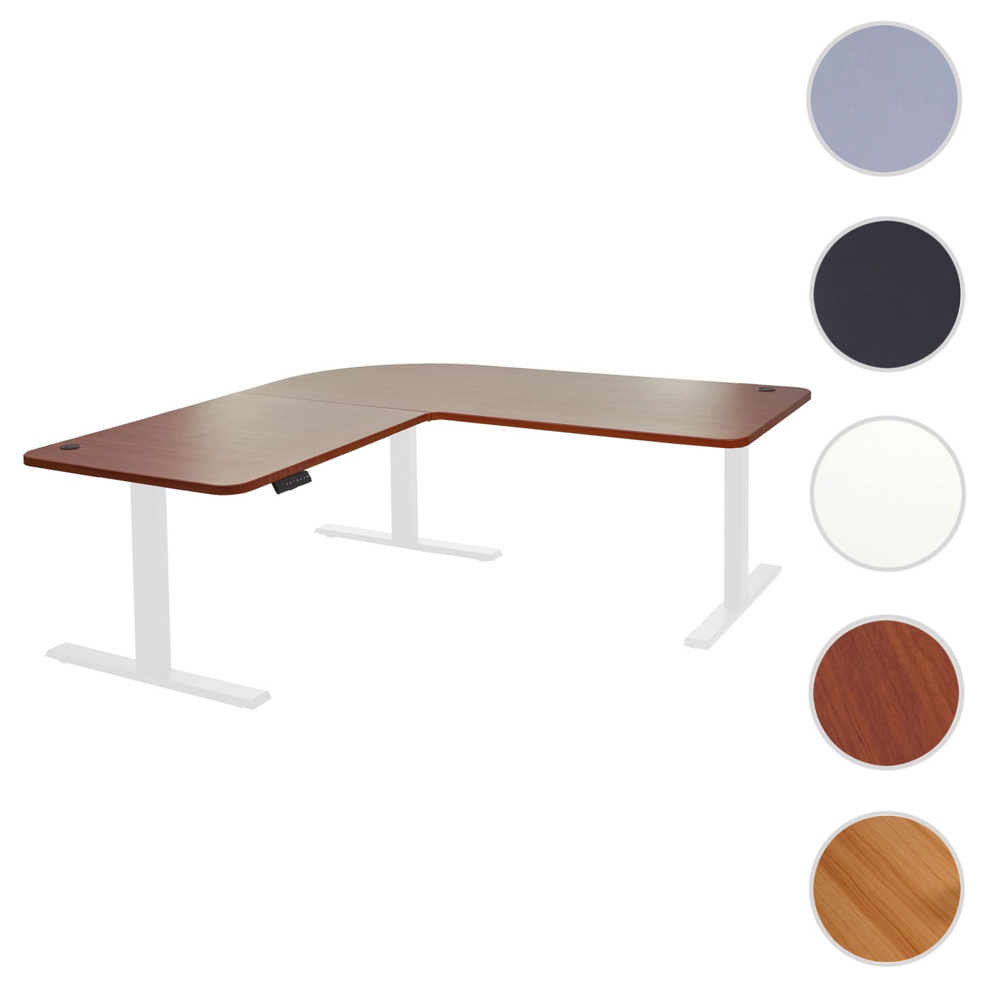 Hoekbureau MCW-D40, computerbureau elektrisch in hoogte verstelbaar 178x178cm 84kg MVG ~ naturel, wit