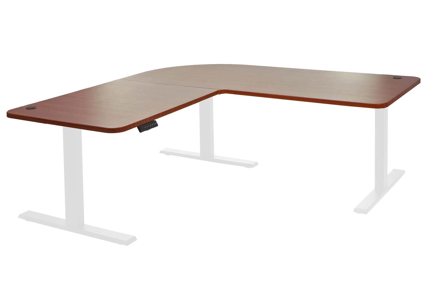 Hoekbureau MCW-D40, computerbureau elektrisch in hoogte verstelbaar 178x178cm 84kg MVG ~ naturel, wit