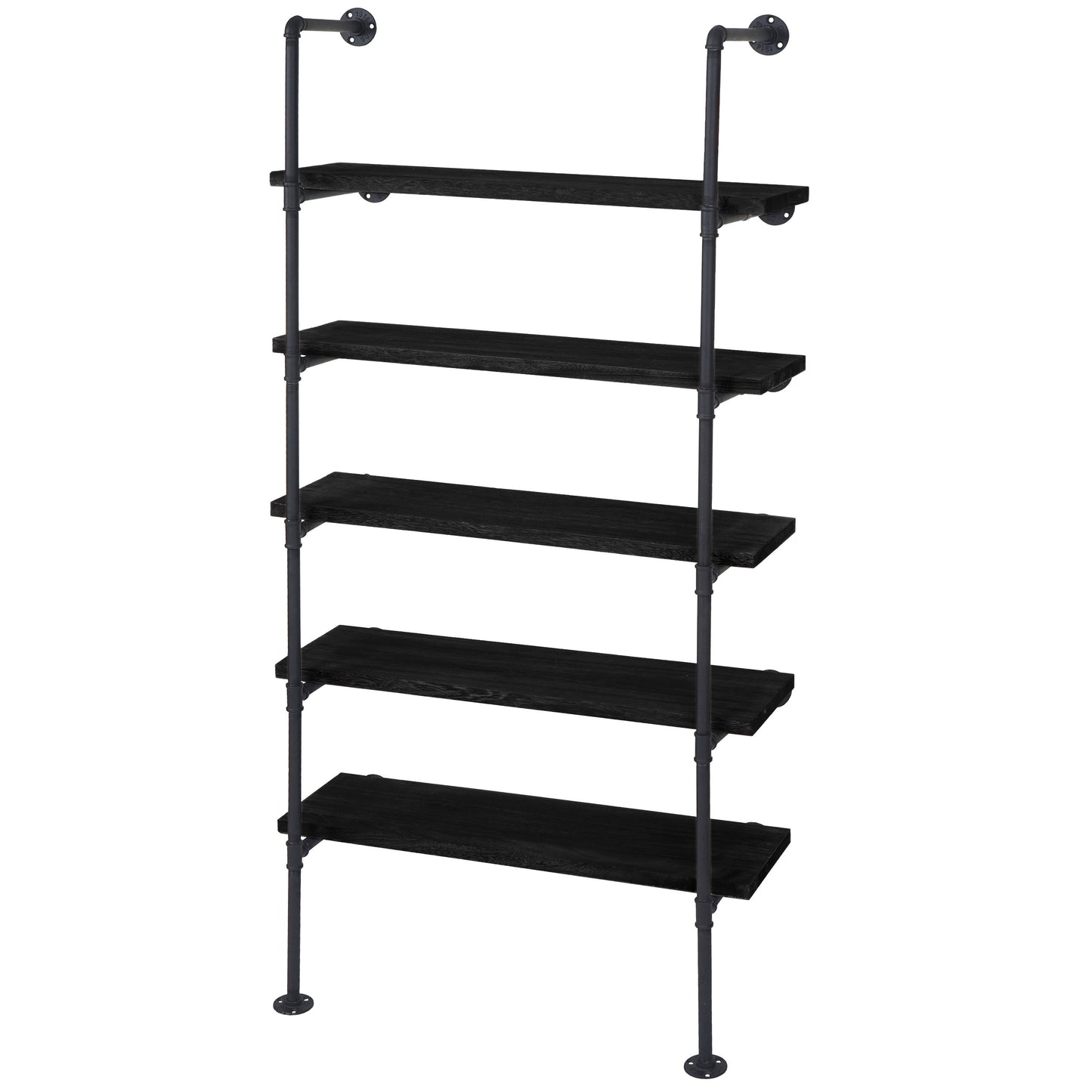 Staande plank MCW-C45, woonkamer plank boekenplank opbergplank, industrieel ontwerp hout metaal, 165x80x28cm ~ donkergrijs