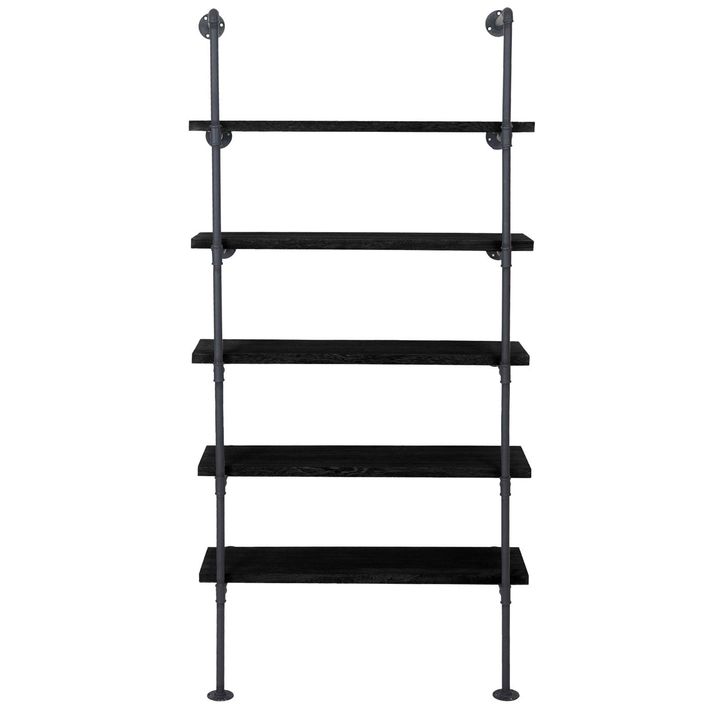 Staande plank MCW-C45, woonkamer plank boekenplank opbergplank, industrieel ontwerp hout metaal, 165x80x28cm ~ donkergrijs