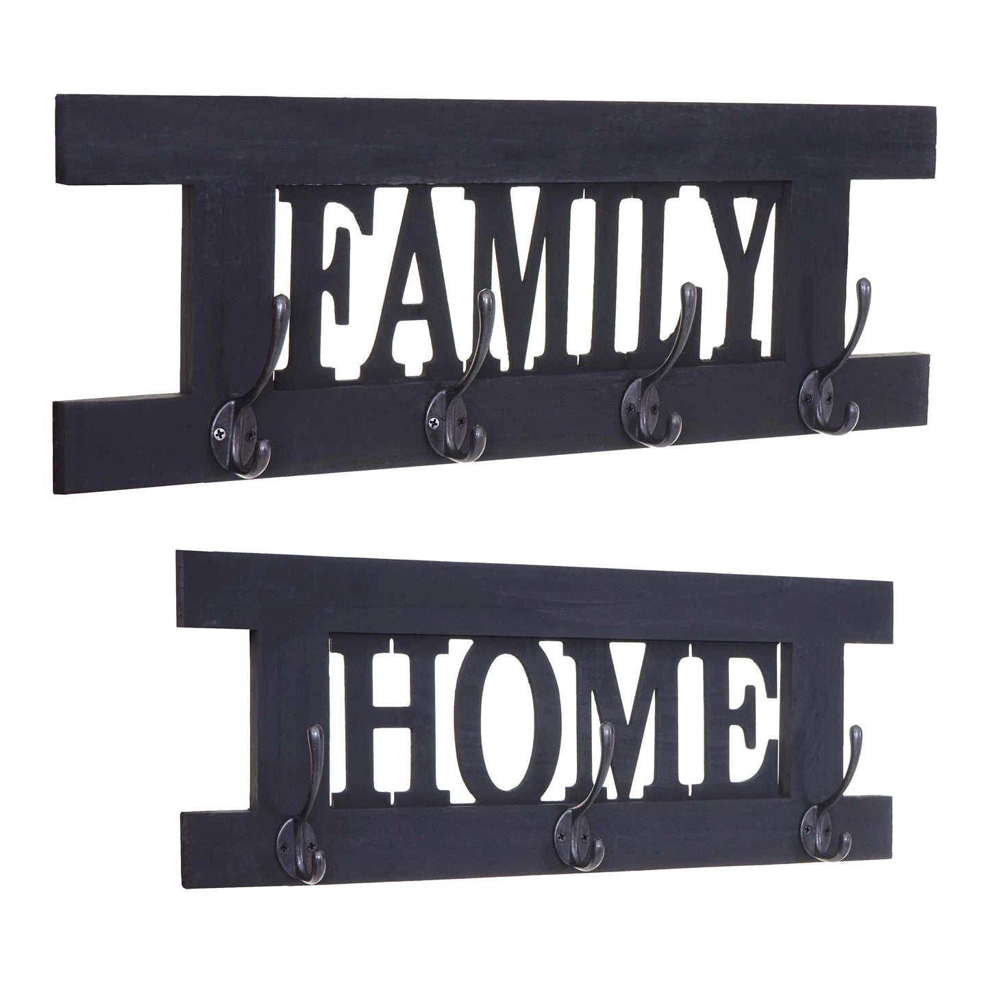 2-delige wandkapstokset MCW-C60 Home+Family kapstokpaneel, shabby look vintage ~ donkergrijs