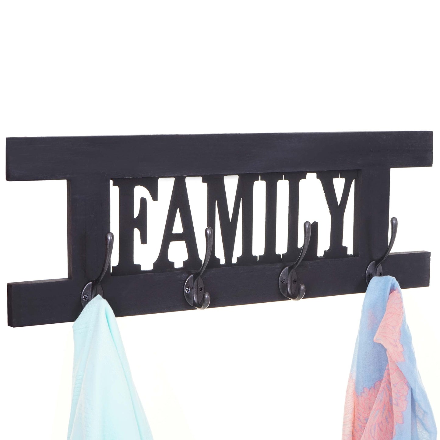 Wandkapstok MCW-C60 Familie, kapstok, kapstokpaneel, shabby look vintage 60x21cm ~ donkergrijs