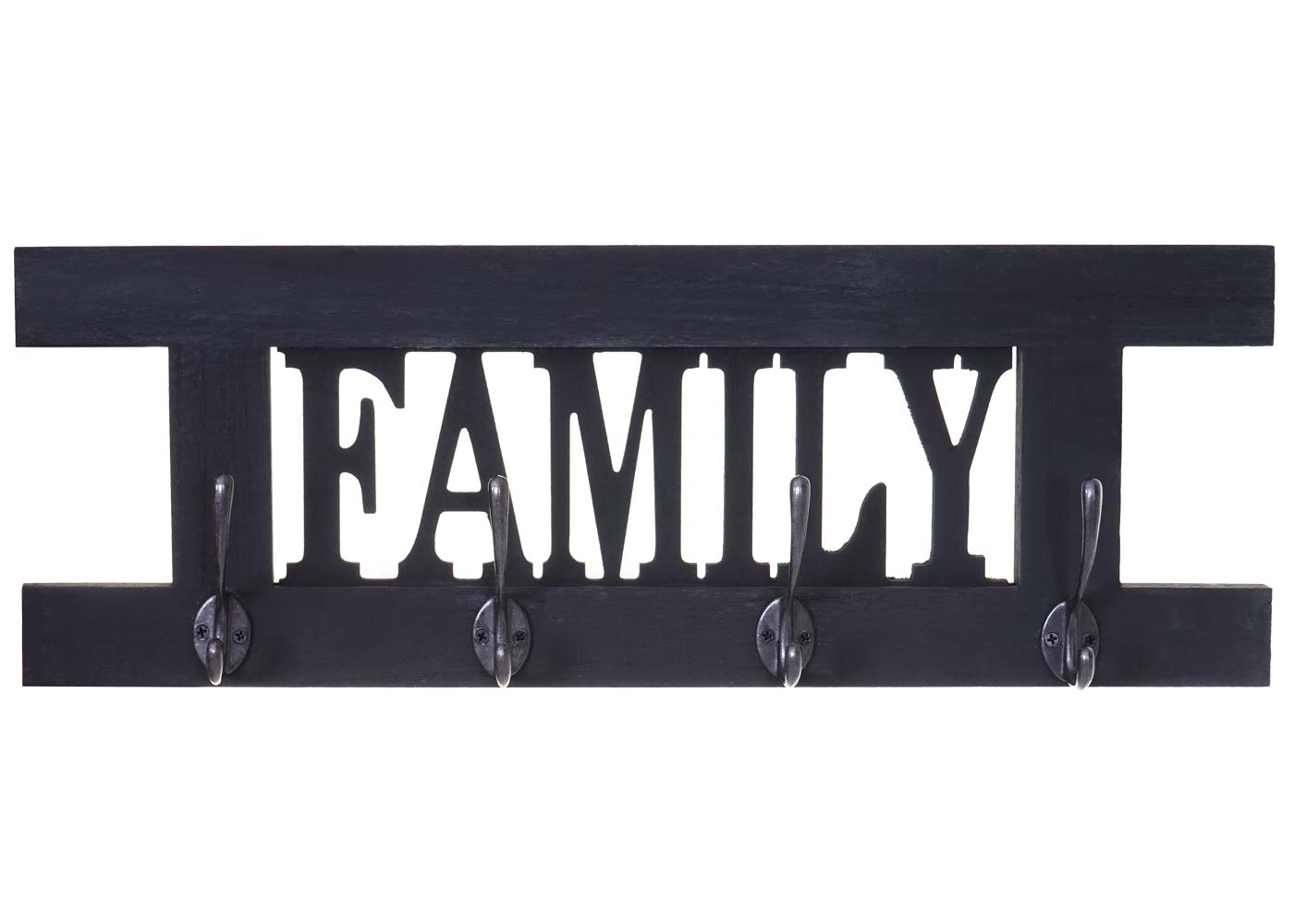 Wandkapstok MCW-C60 Familie, kapstok, kapstokpaneel, shabby look vintage 60x21cm ~ donkergrijs