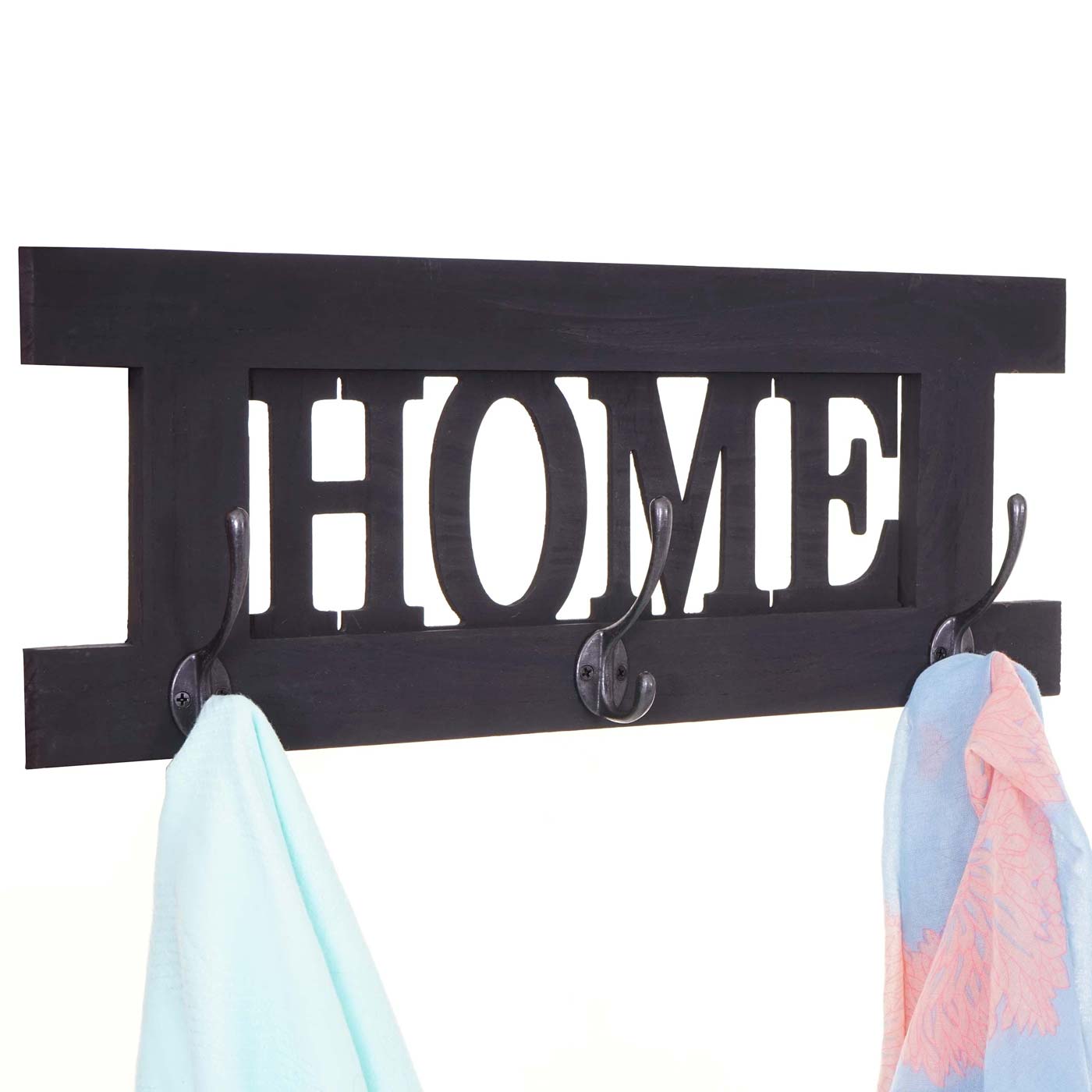 Wandkapstok MCW-C60 Home, kapstok, kapstokpaneel, shabby look vintage 55x21cm ~ donkergrijs