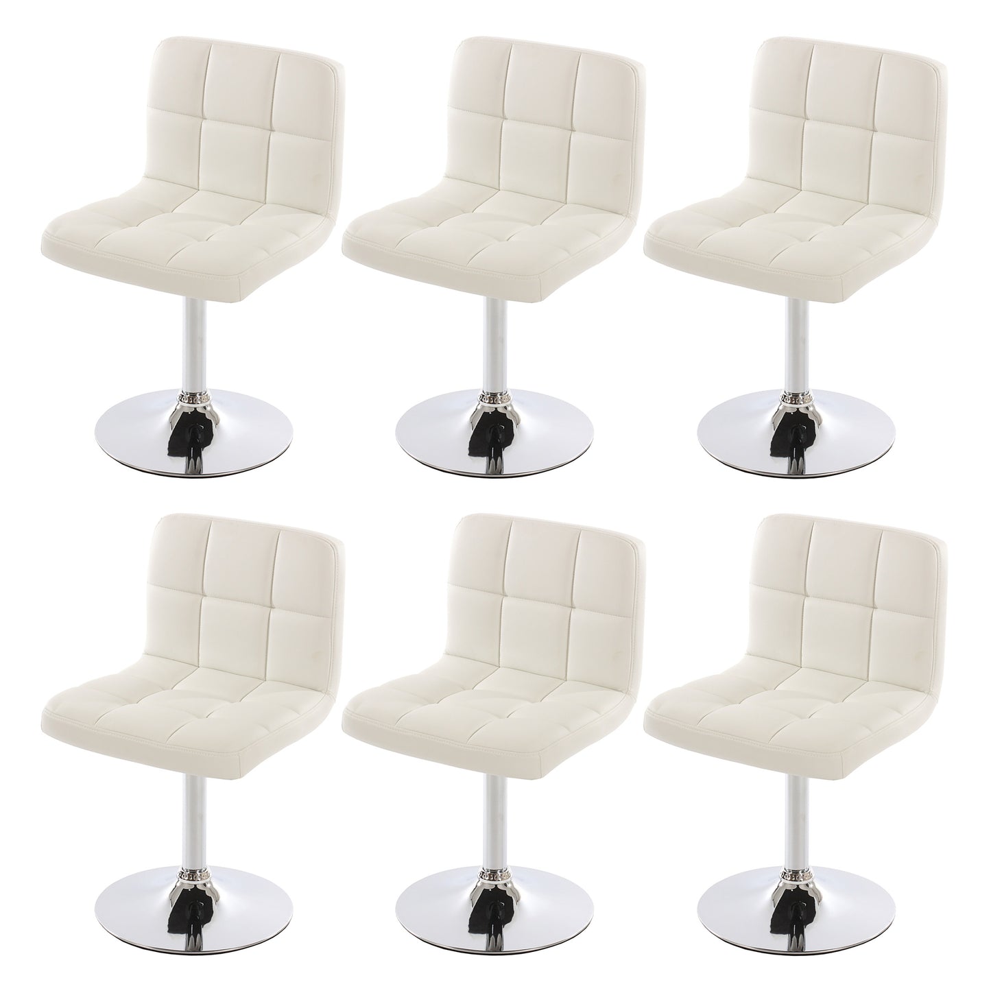 Set van 6 eetkamerstoelen Bureaustoel Stoel Kavala kunstleer chroom ~ wit