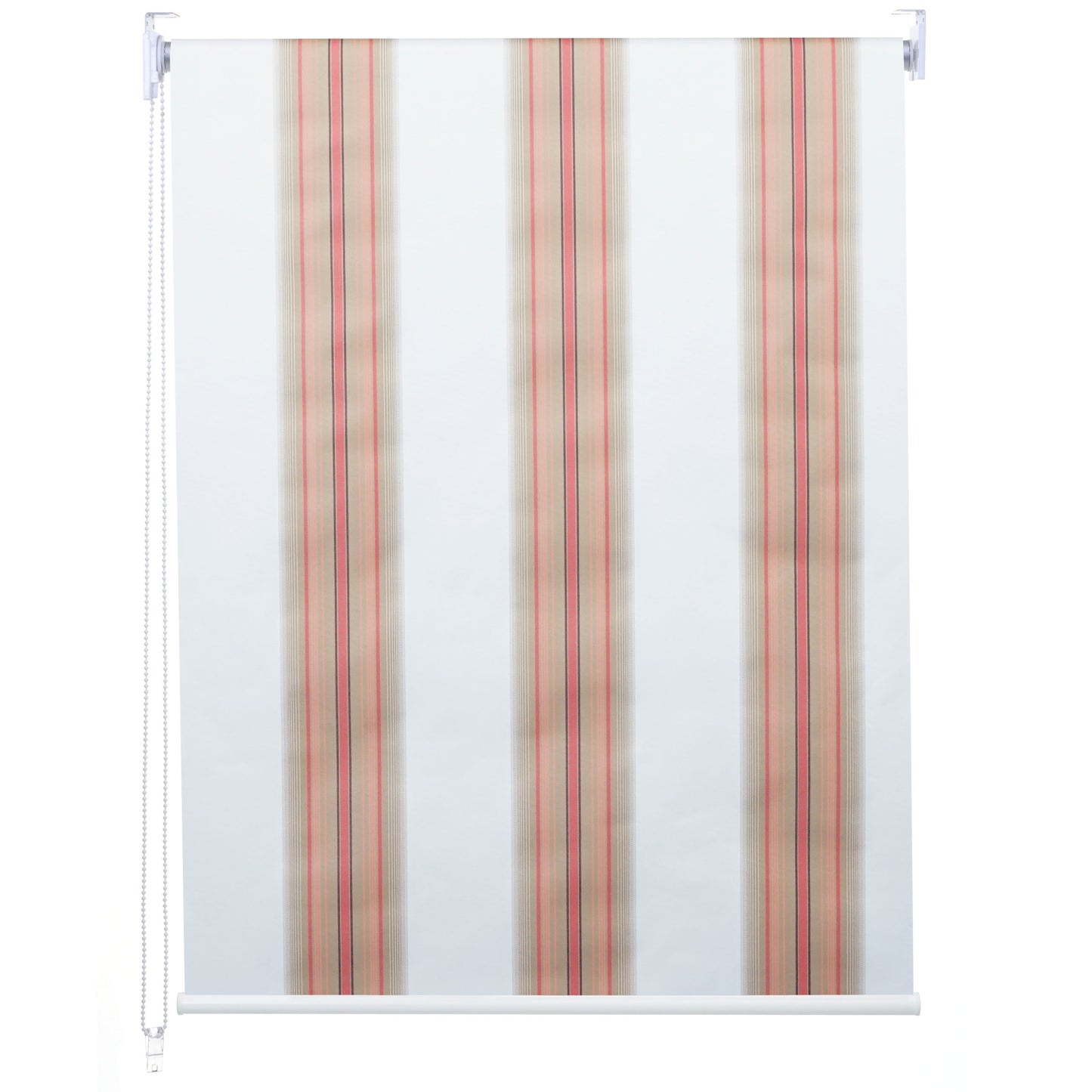 Rolgordijn MCW-D52, raamrolgordijn zijtrekgordijn, 110x230cm zonwering verduisterend ondoorzichtig ~ wit/rood/beige