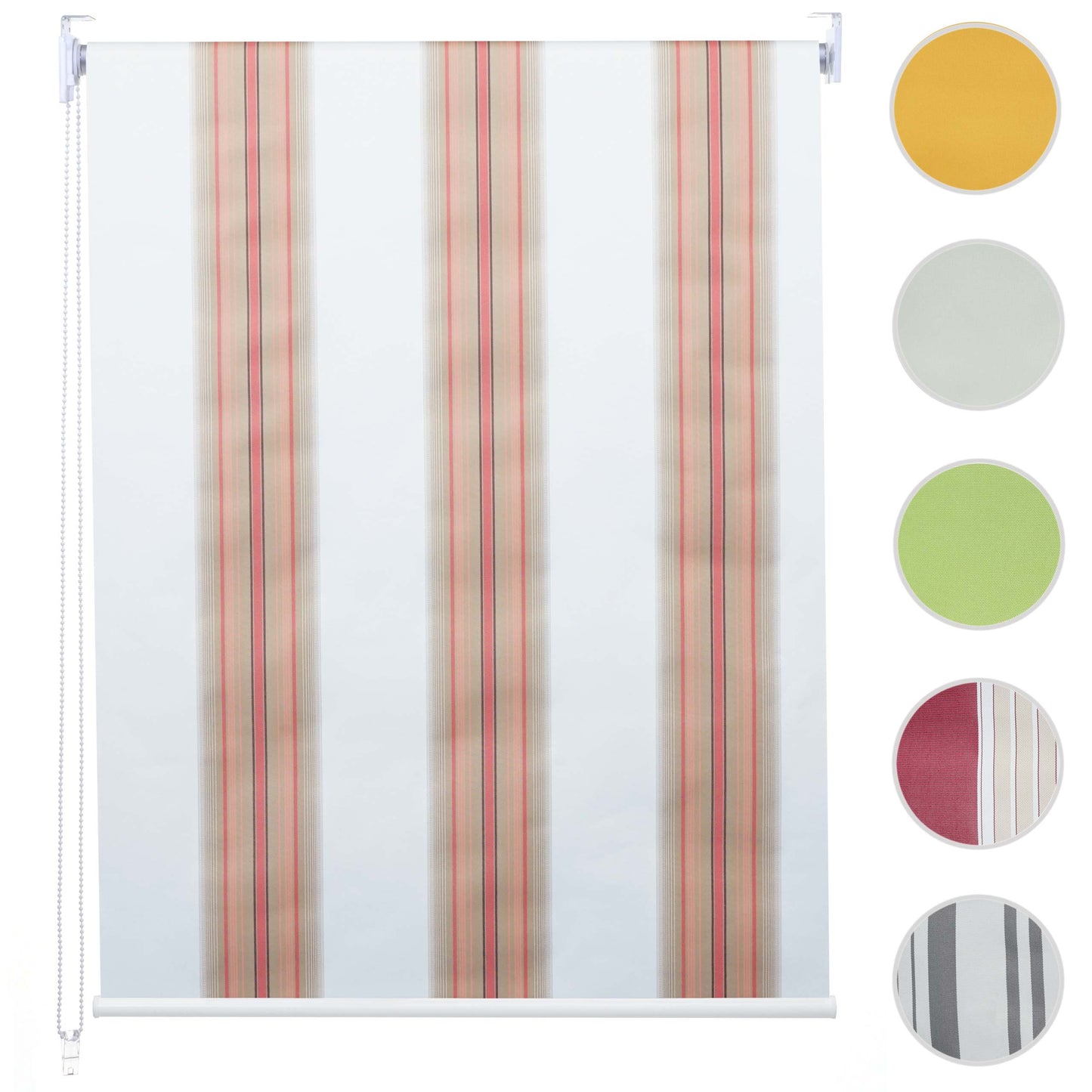 Rolgordijn MCW-D52, raamrolgordijn zijtrekgordijn, 100x230cm zonwering verduisterend ondoorzichtig ~ wit/rood/beige