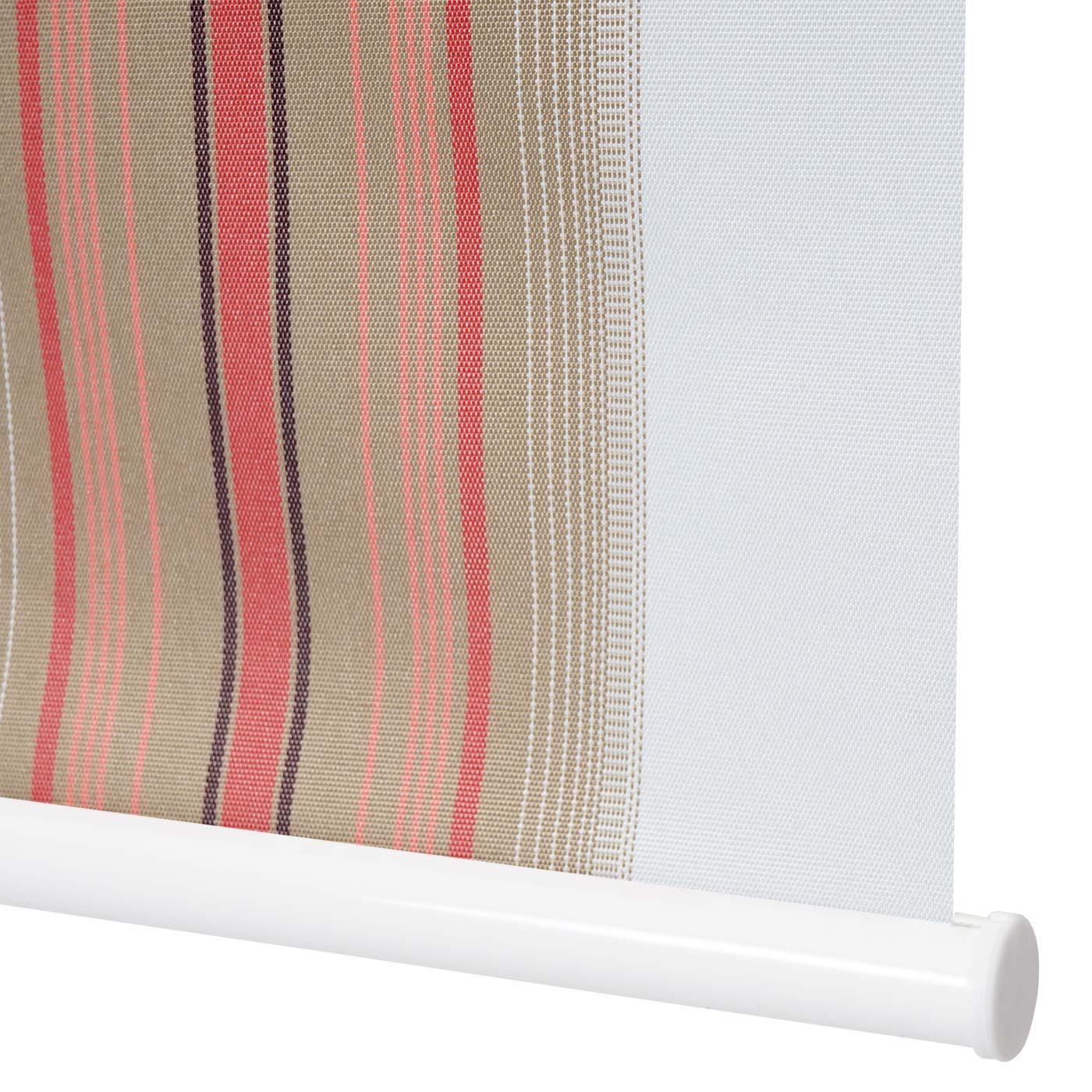Rolgordijn MCW-D52, raamrolgordijn zijtrekgordijn, 110x230cm zonwering verduisterend ondoorzichtig ~ wit/rood/beige