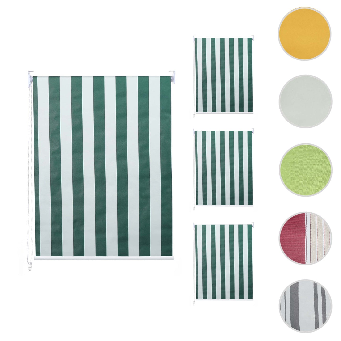 Set van 4 rolgordijnen MCW-D52, raamrolgordijn zijtrekgordijn, 120x230cm ondoorzichtige zonwering ~ groen/wit